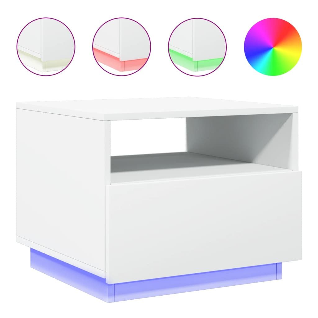 vidaXL Ablagetisch, Couchtisch mit LED-Leuchten Weiß günstig online kaufen