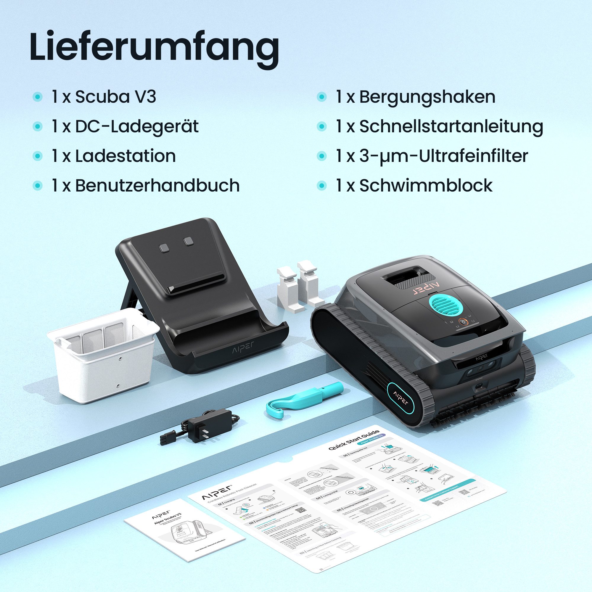 Aiper Poolroboter Scuba V3 Poolroboter für Boden & Wände mit KI, (1-St) – Bild 5 von 5