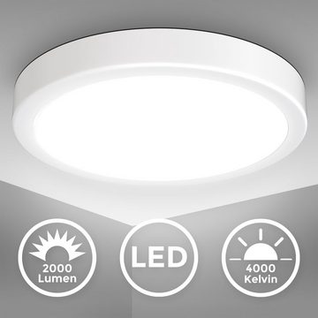 B.K.Licht Deckenleuchte Deckenlampe 18W 2.000lm 4000K - BKL1521, LED fest integriert, Neutralweiß, Ø 28cm neutralweißes Licht Wohnzimmer Küche