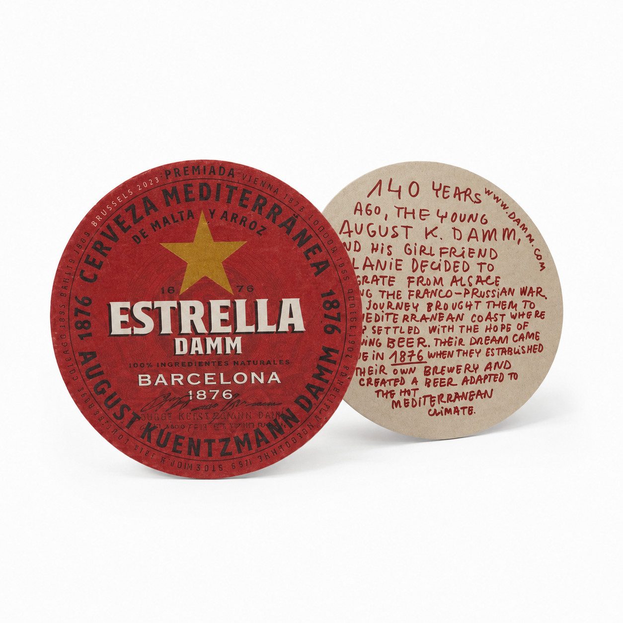 Mixcompany Bierdeckel Estrella Damm Bierdeckel 100er Set - Runde Bieruntersetzer / Bierfilz