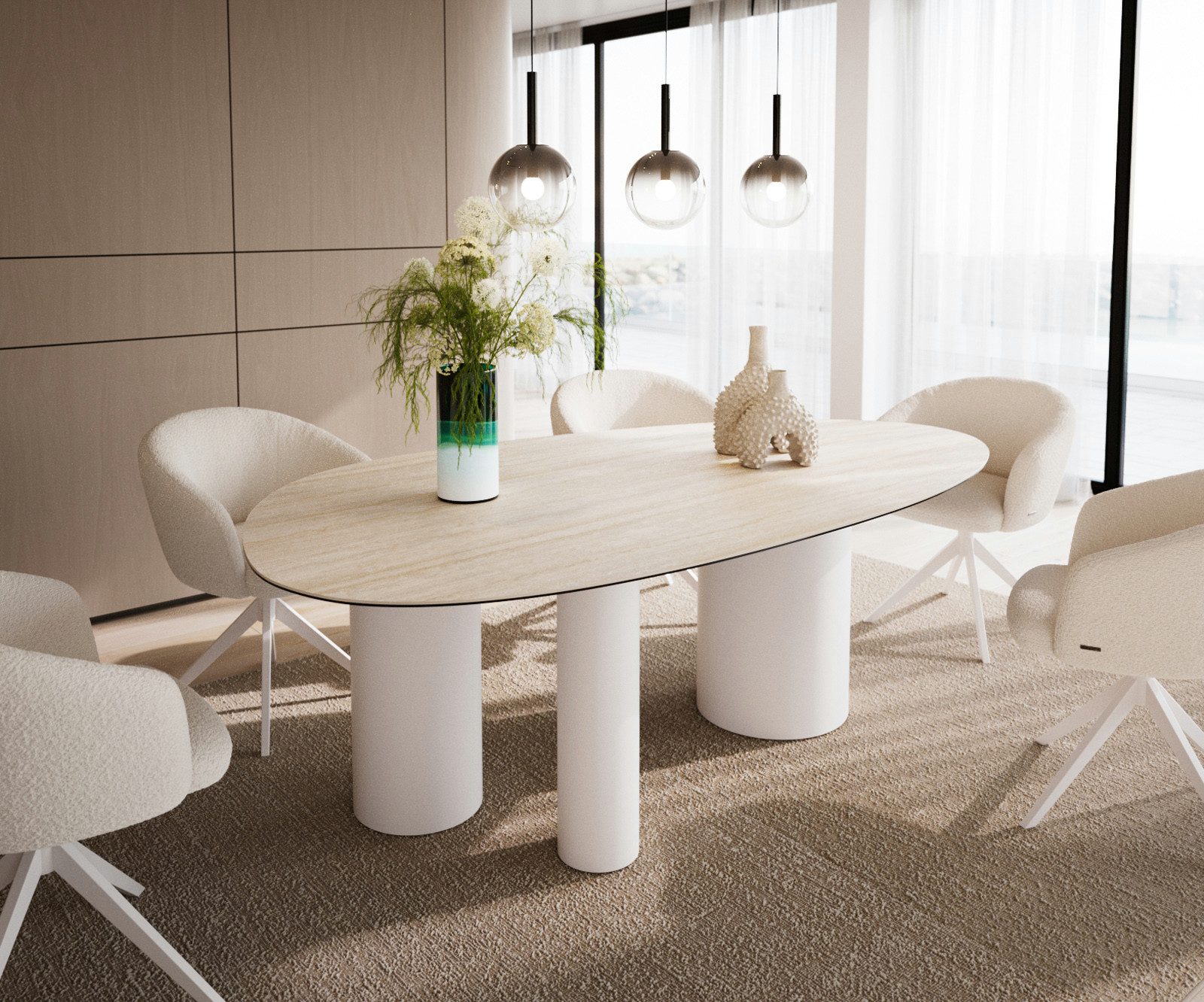 DELIFE Esstisch Edge, Oval Keramik Laminam®Travertino günstig online kaufen