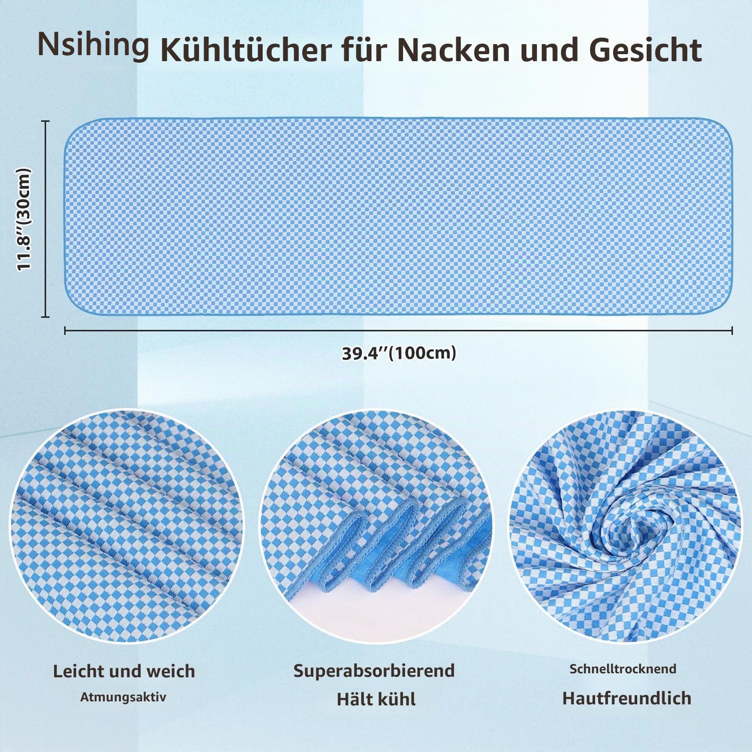 nsihing Sporthandtuch Kühlendes Handtuch (100 x 30 cm), Kühlhandtuch für Nacken, (2-St), Atmungsaktive Kühltücher KüHltuch Cool Towel für Yoga Golf – Bild 2 von 5