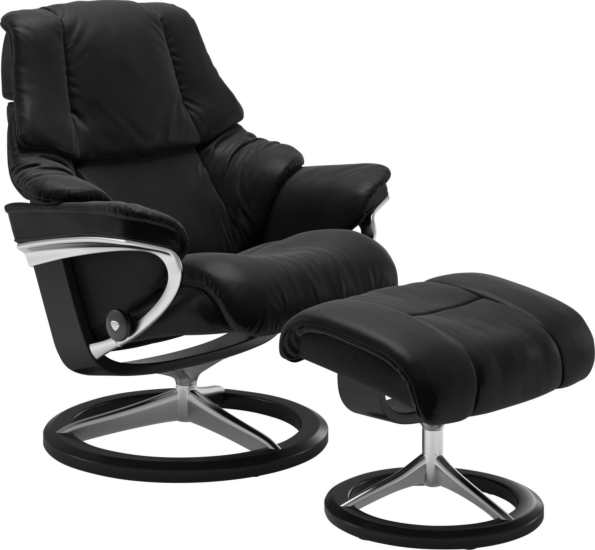 Stressless® Relaxsessel Reno (Set, Relaxsessel mit Hocker), mit Hocker, mit Signature Base, Размер S, M & L, Gestell Schwarz
