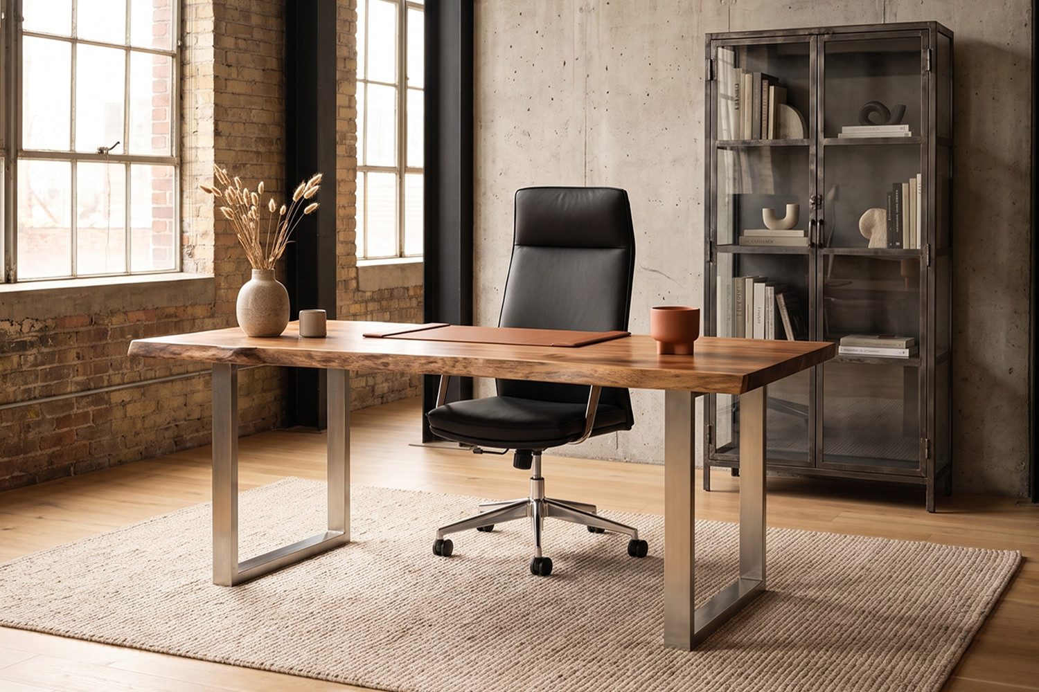 KAWOLA Drehstuhl GIO Bürostuhl mit Armlehnen, höhenverstellbar, Bürostuhl Kunstleder schwarz