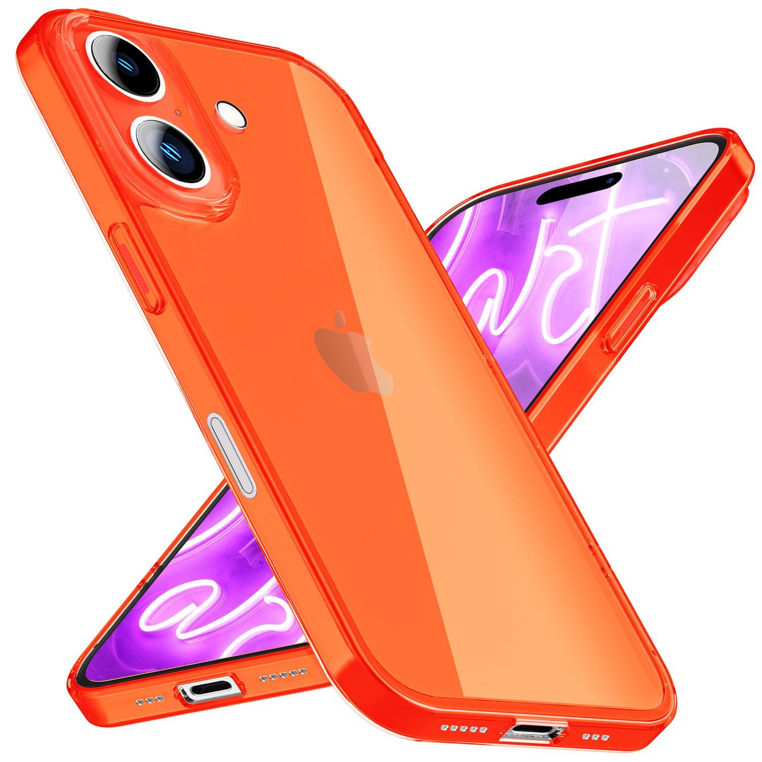 Nalia Smartphone-Hülle Apple iPhone 16 15,5 cm (6,1 Zoll), Klare Neon Silikon Hülle / Bunt / Durchsichtig Transparent / Slim Case