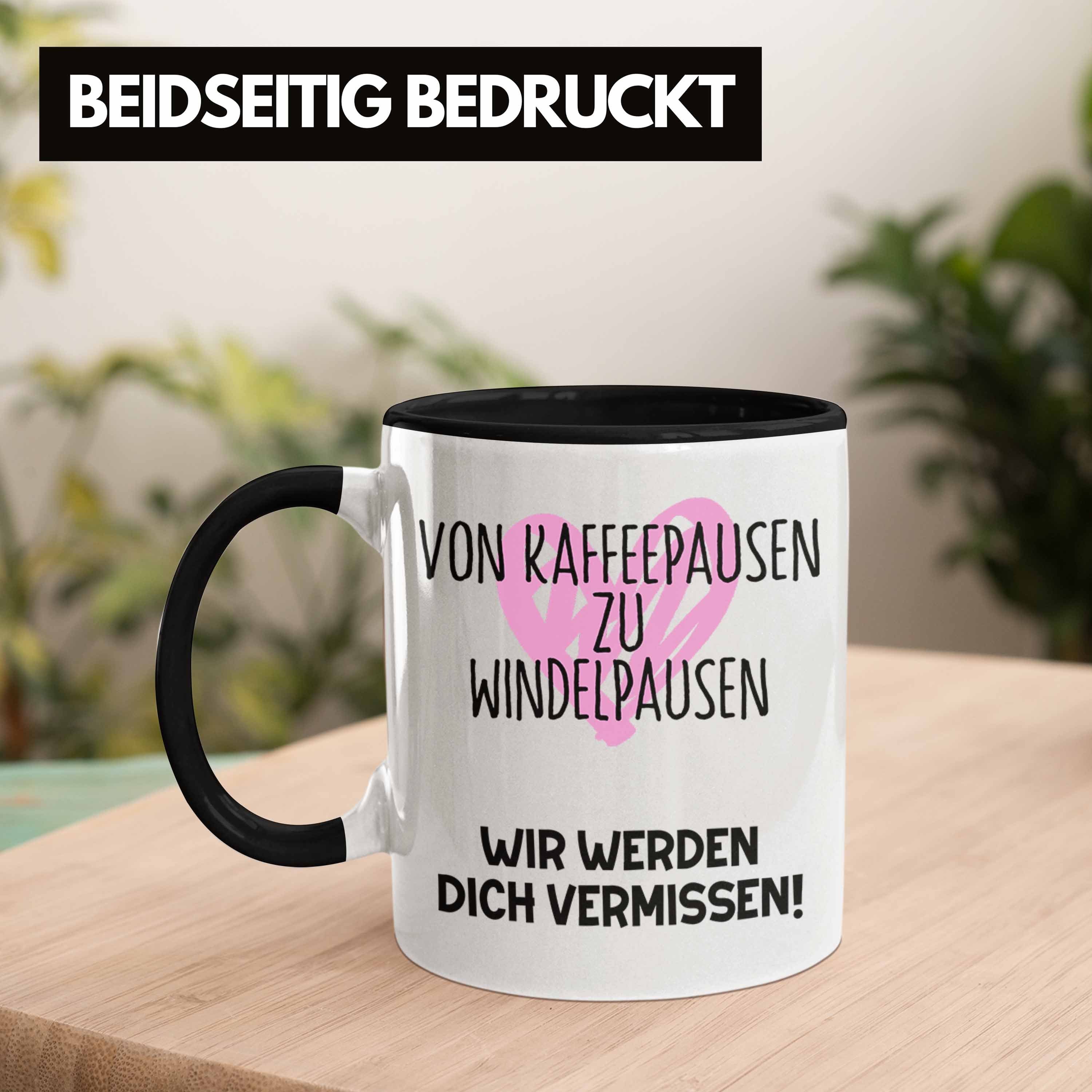 Schwarz Geschenk Trendation Mutterschutz Mama Kollegin Werdende Tasse Abschieds Abschied Tasse