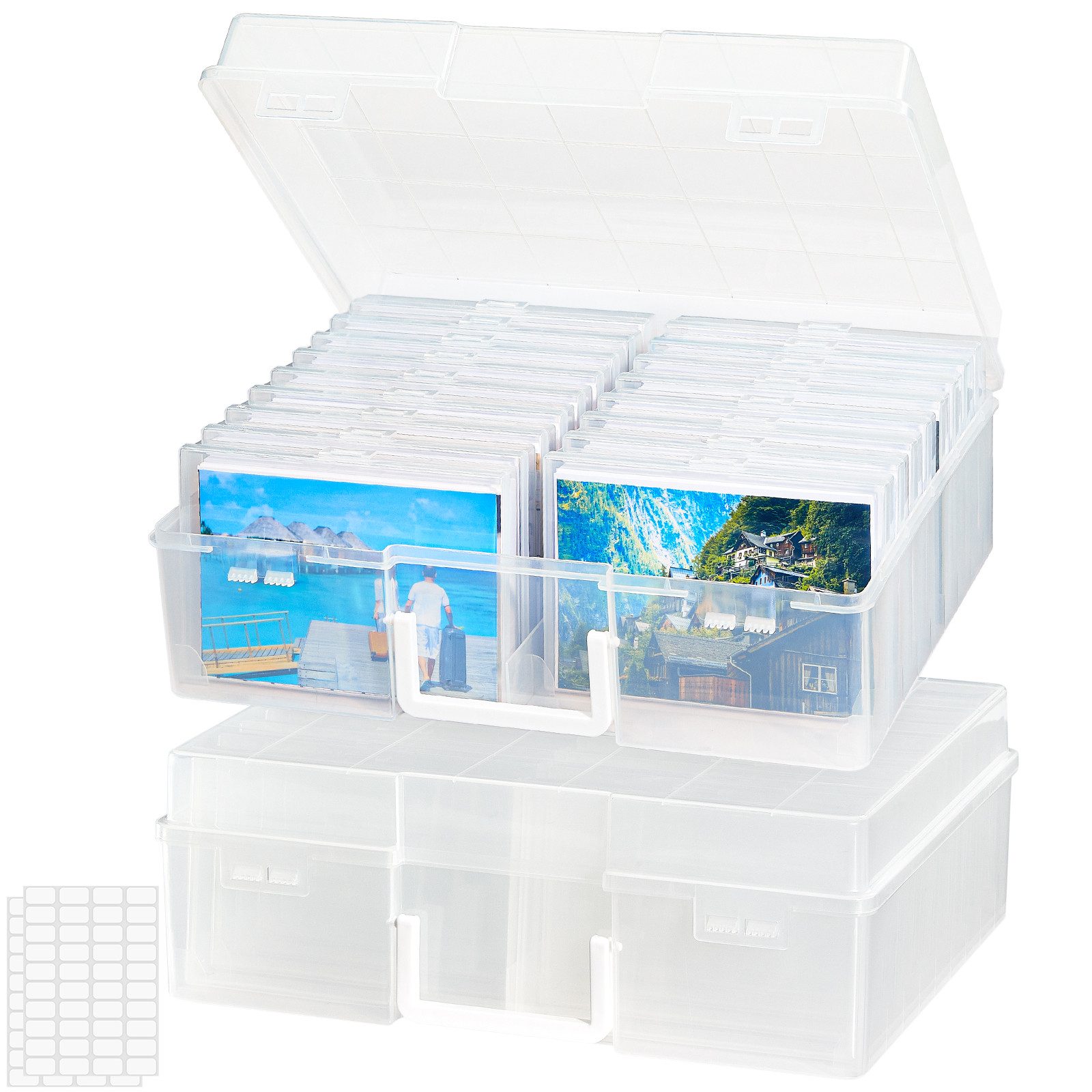 Lifewit Fotobox Fotobox Aufbewahrungsbox mit innere Fotohalter, Fotoetui, Klar (36 St)