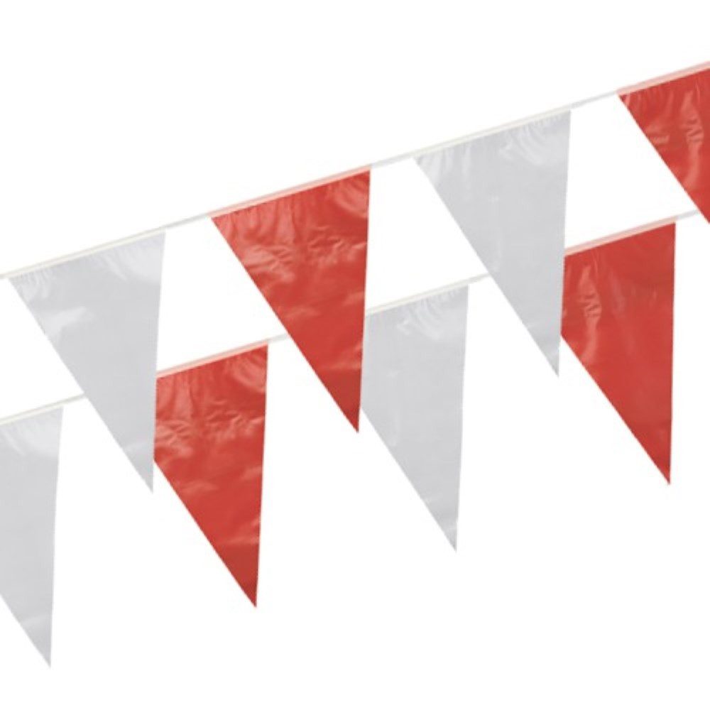 PAPSTAR Girlande Wimpelkette, Folie 10 m rot/weiss wetterfest