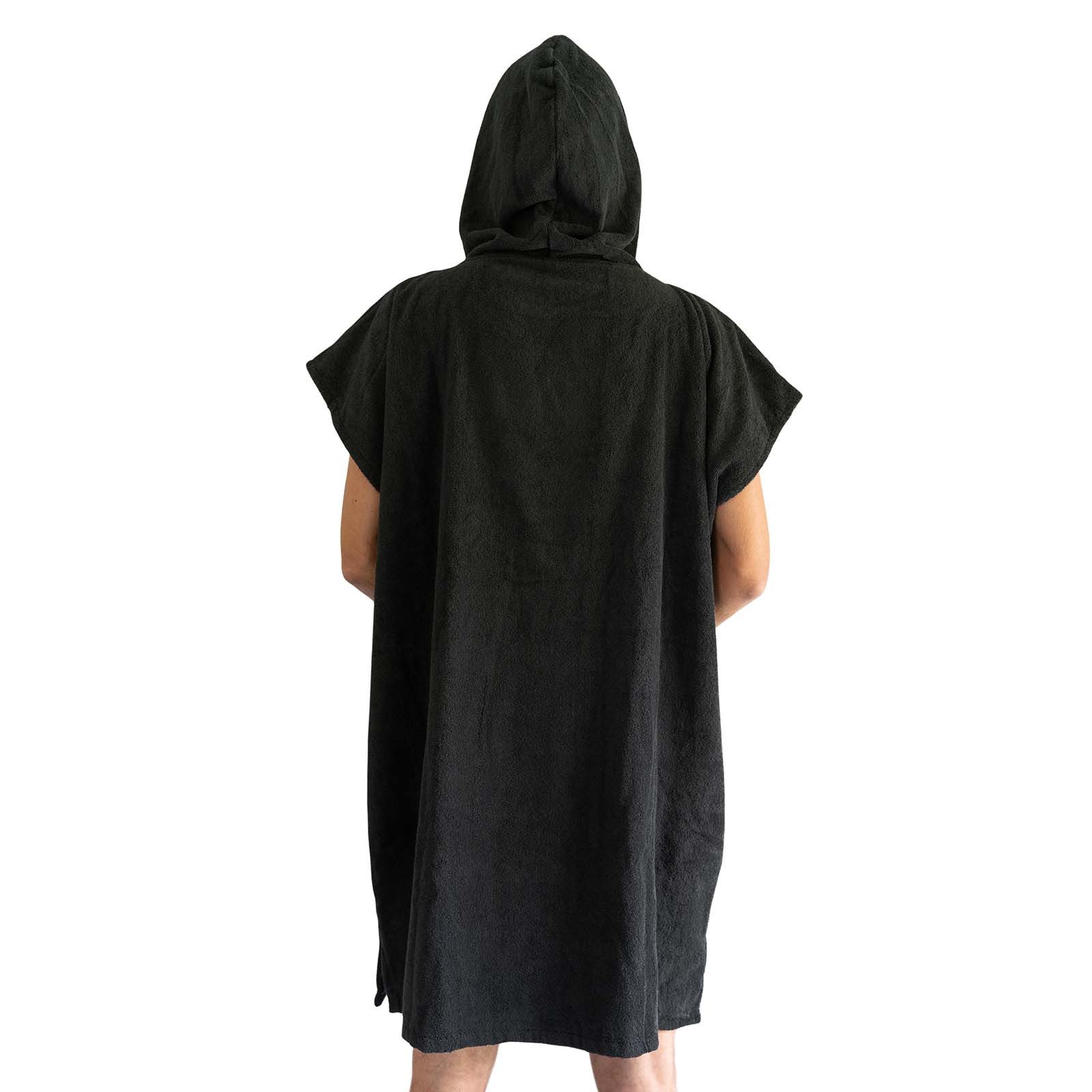 Weber GmbH Badeponcho Grau für Sauna,Spa & im Urlaub Surfponcho Bademantel Umziehhilfe, Midilänge, Baumwolle, Kängurutasche, Kapuze, ohne, 100% Baumwolle, mit L – Bild 4 von 5