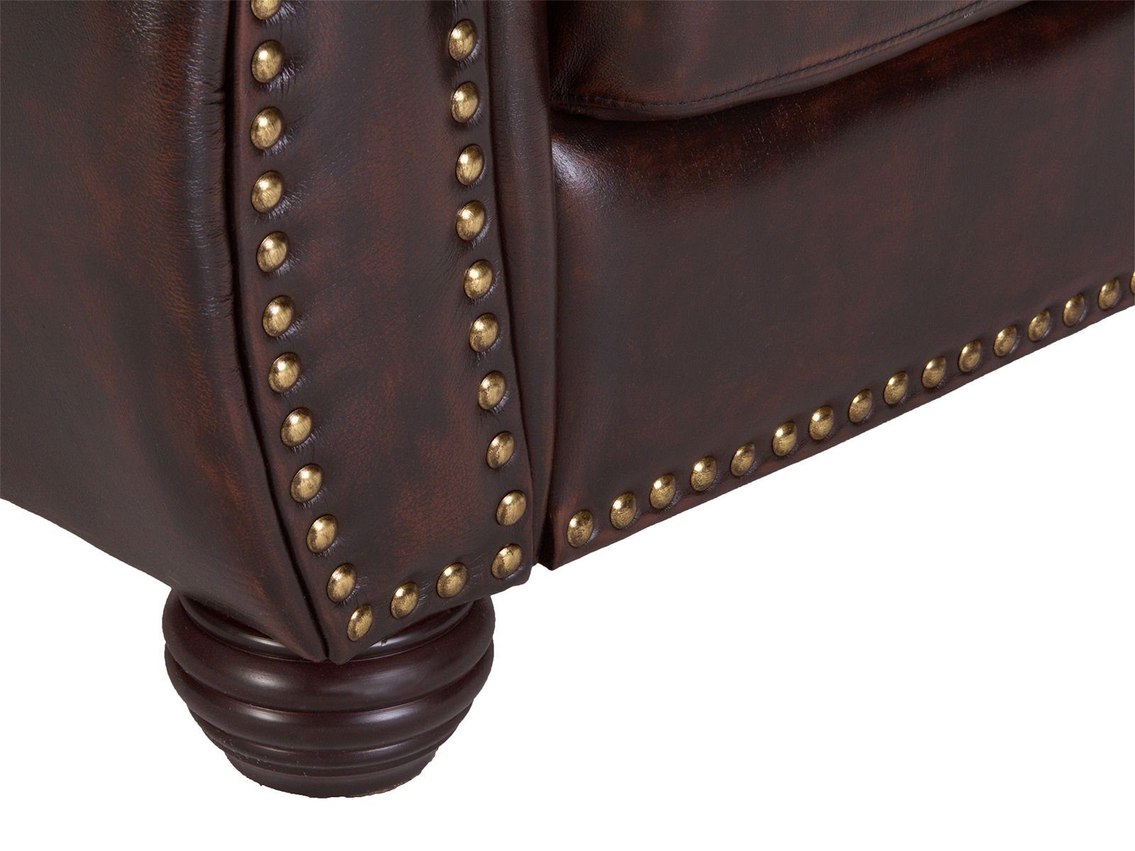 massivum Chesterfield-Sessel Hereford Echtleder braun Armlehnsessel Lesesessel