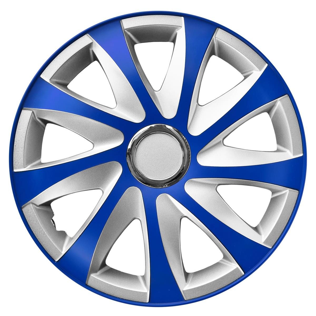 NRM Radkappe DRIFT Extra 15 Zoll in Blau/Silber, 15 in Zoll, (4-St) Radzierblenden für Stahlfelgen Zweifarbige Radkappen Satz 4er Set 15"