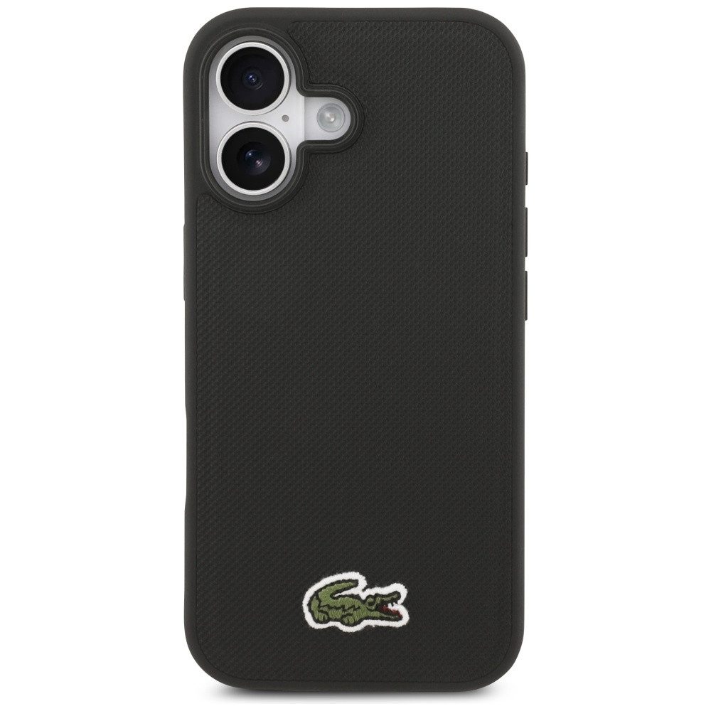 Lacoste Handyhülle iPhone 17 Iconic Petit Pique schwarz Logo Magsafe 6,3 Zoll, Kantenschutz