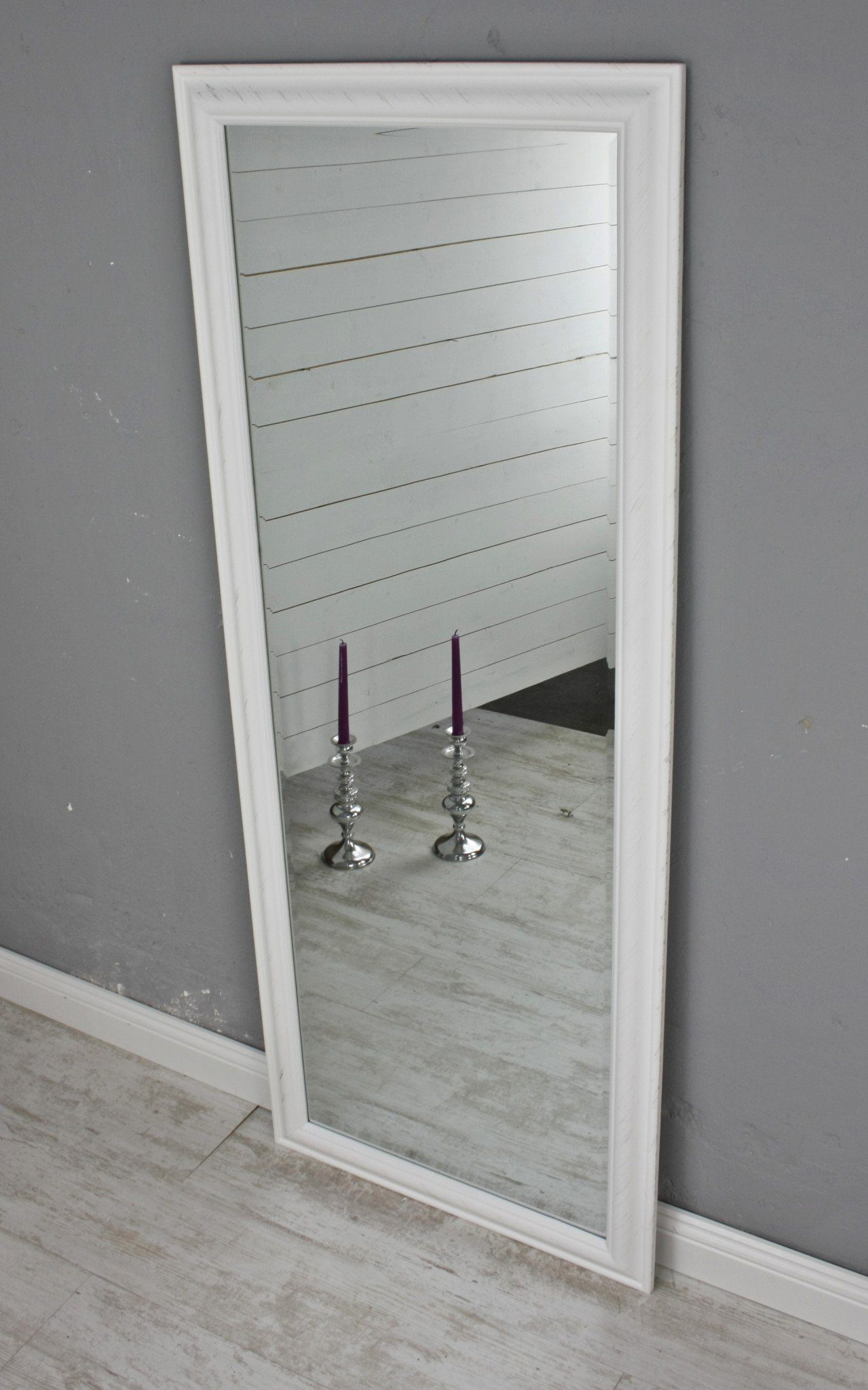150cm, schlichtem Standspiegel Spiegel weiß weiß Wandspiegel 60cm schlicht elbmöbel in mit groß 50 x Rahmen Wandspiegel