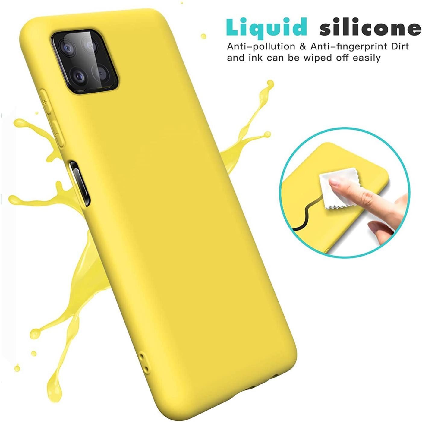 CoolGadget Handyhülle Silikon Case für das Samsung Galaxy A22 5G Slim TPU Cover 6,6 Zoll, Weiche Schutz Hülle mit Innen Fleece aus Stoff Handy Tasche