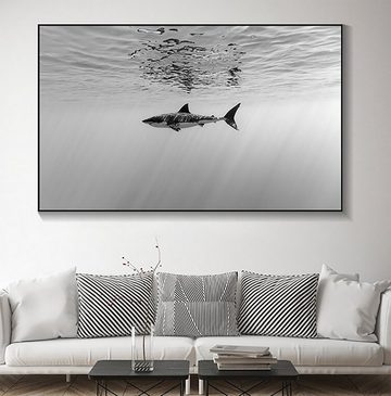 TPFLiving Kunstdruck (OHNE RAHMEN) Poster - Leinwand - Wandbild, Der weiße Hai - Verschiedene Impressionen (Leinwand Wohnzimmer, Leinwand Bilder, Kunstdruck), Leinwand bunt - Größe 20x30cm