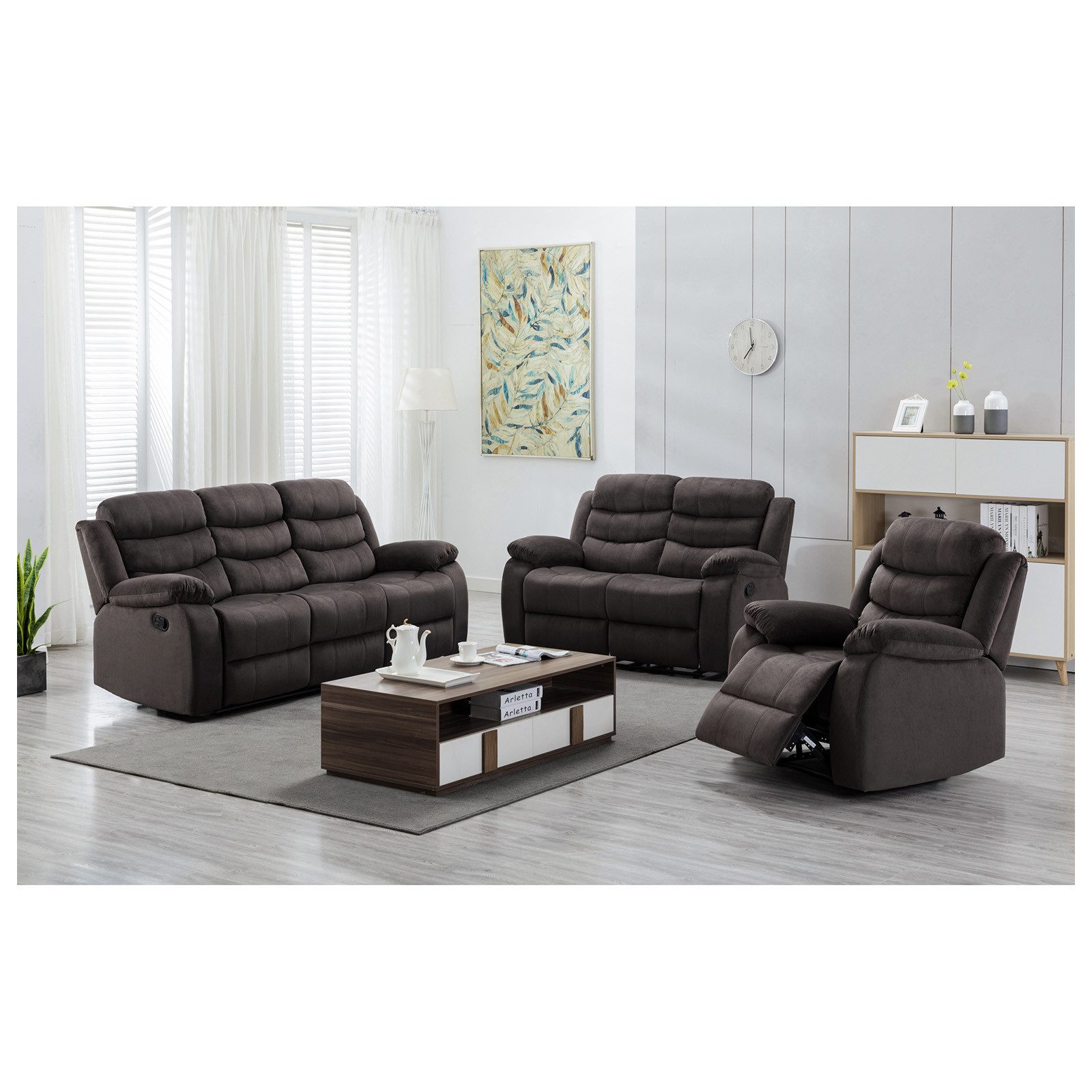 HTI-Living Polstergarnitur Sofagarnitur Kirwall, (Set, 3-tlg., 1x Sofa, 1x Zweisitzer, 1x Sessel), Couch Zweisitzer Sessel mit Fußstütze