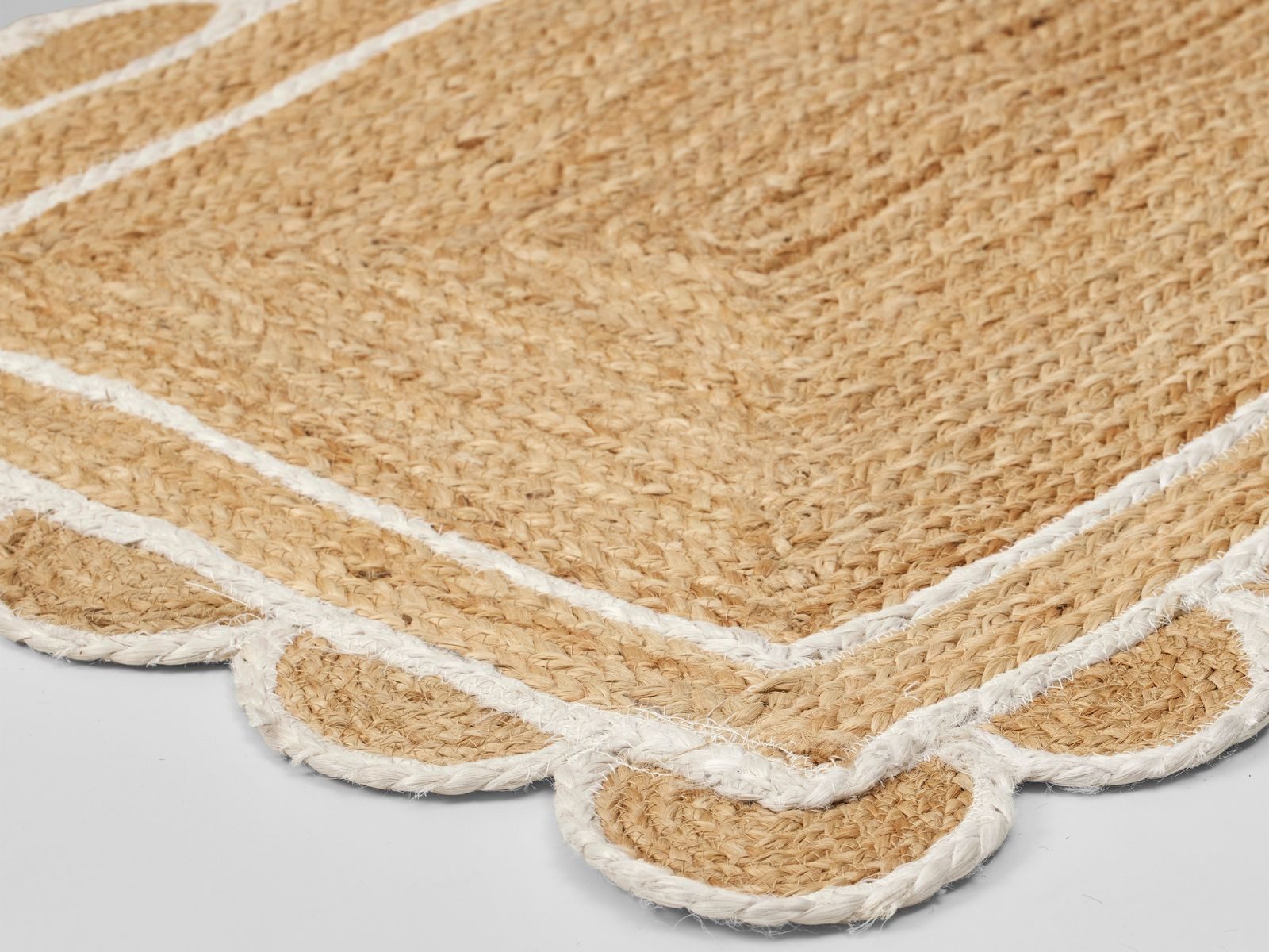 Broste Copenhagen Fußmatte Scallop Fußabtreter white/natural 60x90cm, Fußmatten