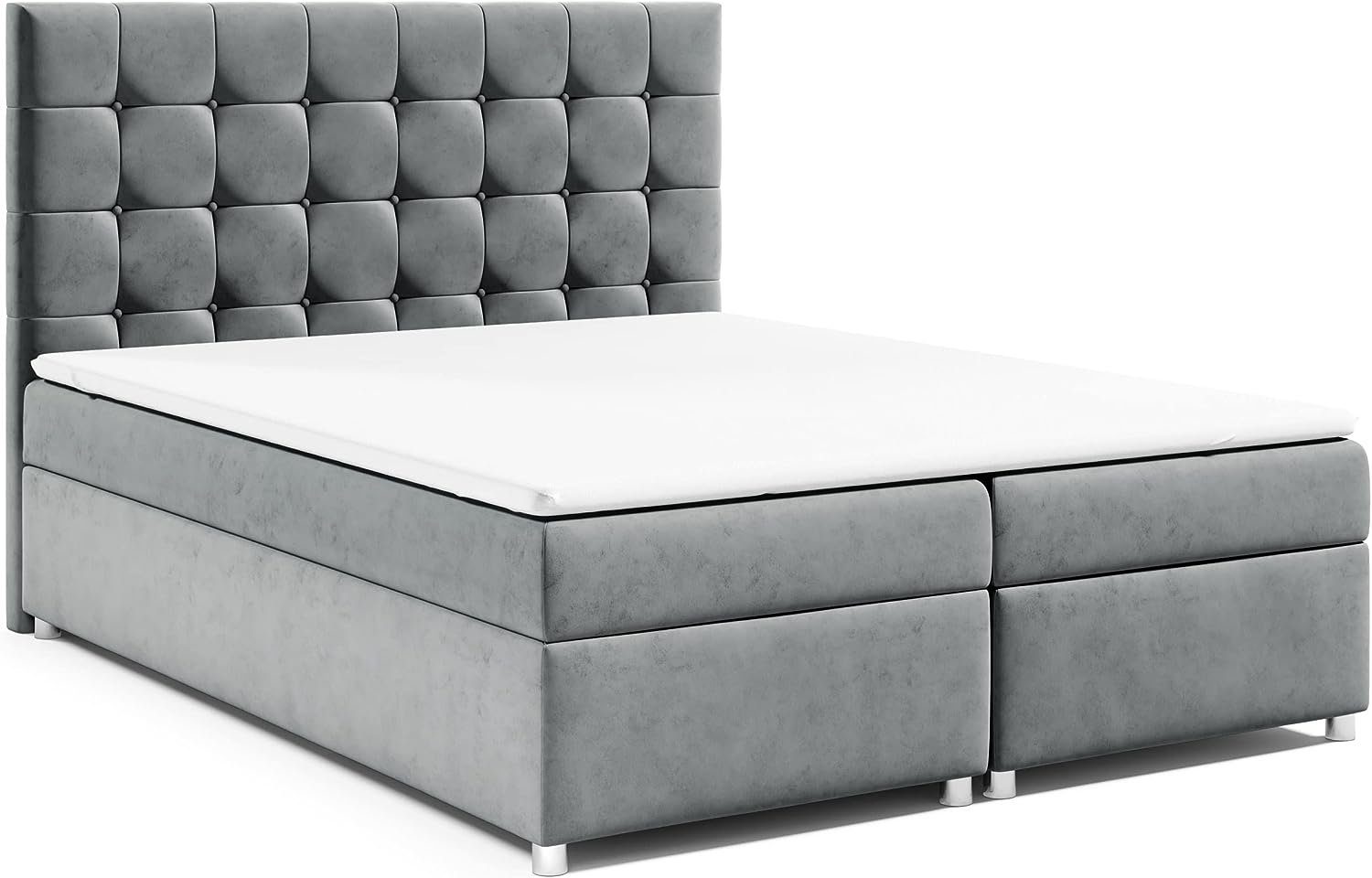 Best for Home Boxspringbett Trinity K9, mit Bettkasten und Topper Grau