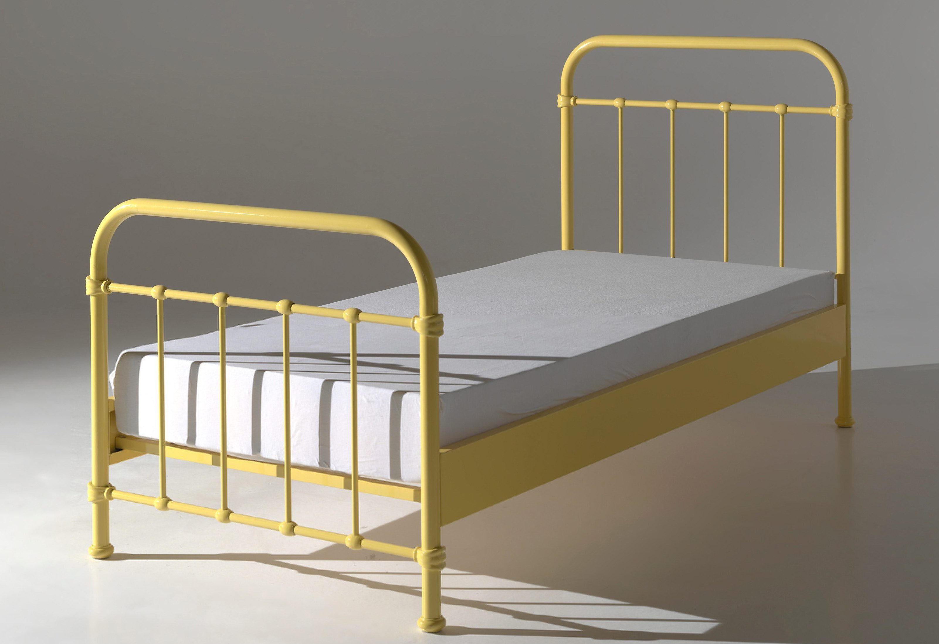 Vipack Einzelbett New York, Bettgestell Metall, pulverbeschichtet, in zeitlosem Design (H/T ca. 100x210cm, inkl. Lattenrost, sehr stabil gebaut), zwei Breiten und mehrere Farben zu Auswahl