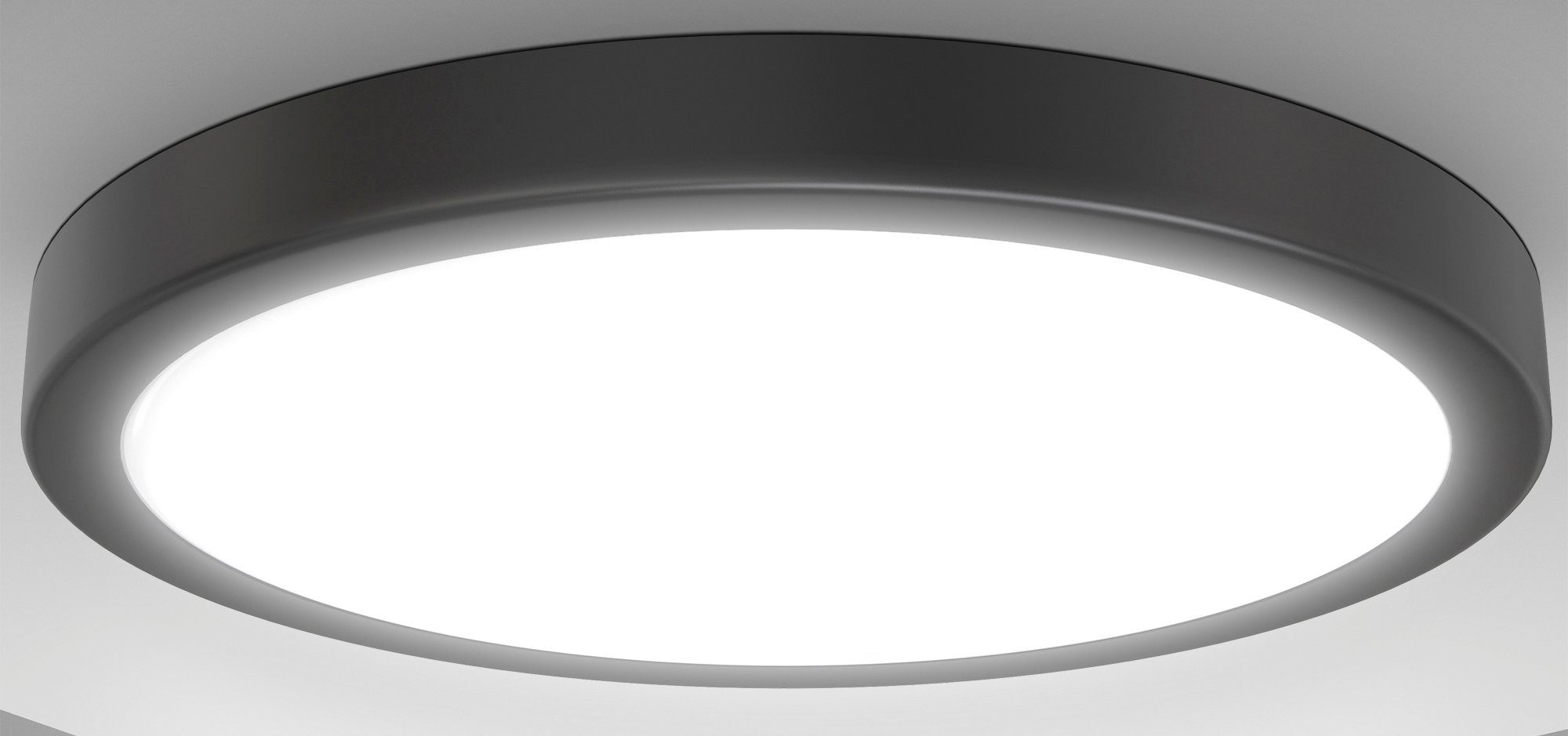 fest LED 3.000 LED cm, integriert, LED Deckenlampe, Schwarz Neutralweiß, Ø38 Küchenlampe, Lm, neutralweißes 24W, BK_DL1539 Licht, B.K.Licht Deckenleuchte 4.000K