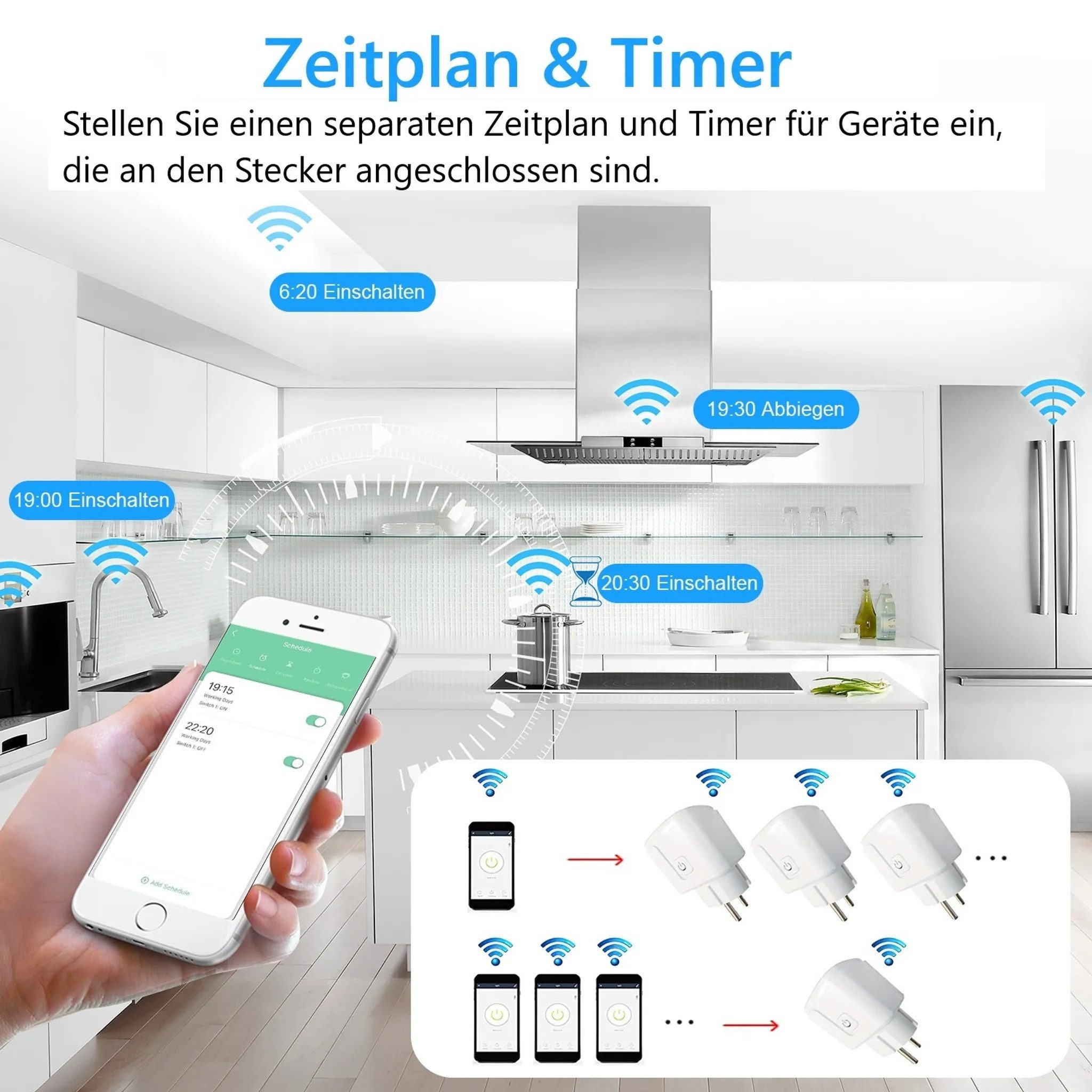 Athlix Steckdose WLAN Smart Steckdose 4er Pack, Smart Home WiFi Steckdose, App gesteuert, Sprachsteuerung, Fernzugriff