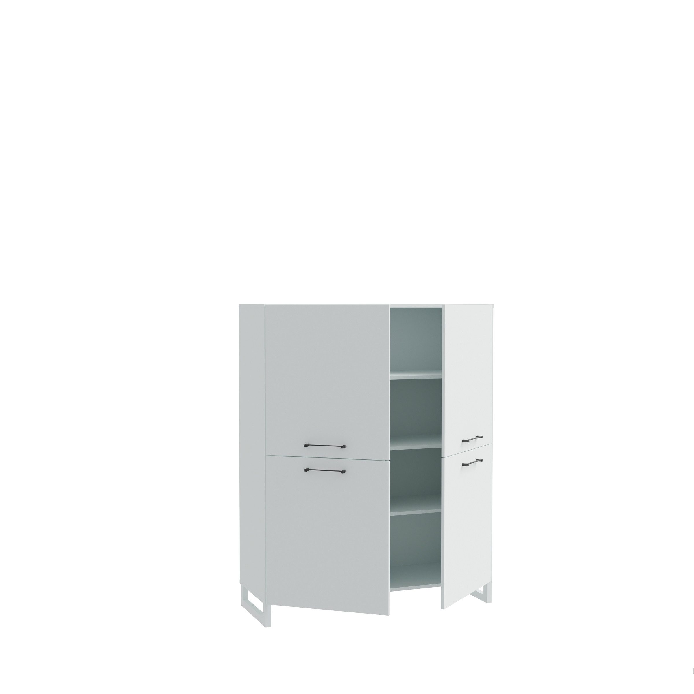 PREISBRECHER Highboard SILBA, 4 Türen, Secret grey - 109,9x138,2x41,1cm (BxHxT)