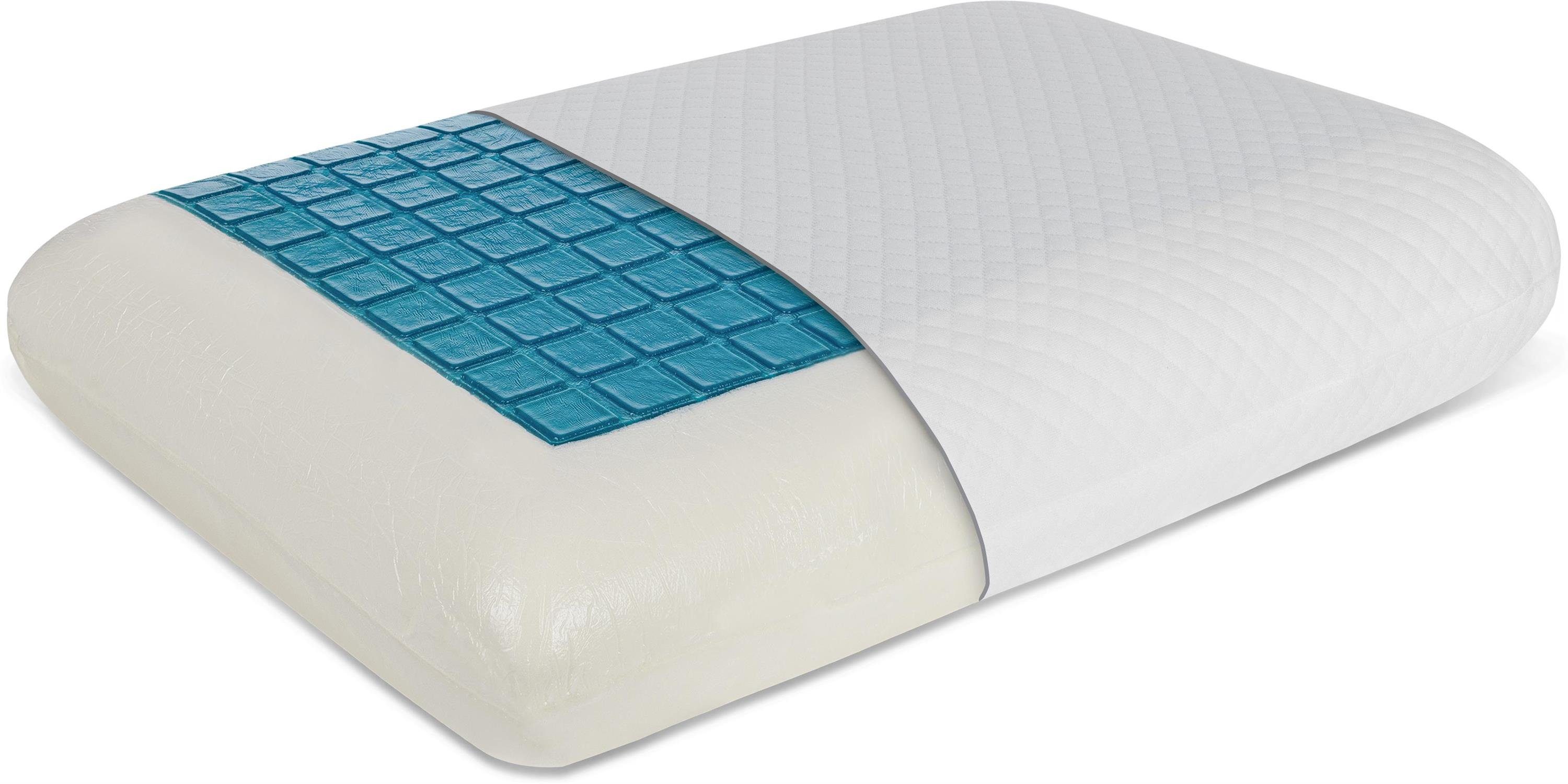 Visko-Kissen Kühlendes vikoelastisches Kissen Luqa, Aspero, Füllung: PUR-Kaltschaum, Bezug: 100 % Polyester, Ergonomisches Memory Foam Kissen für Rücken- und Seitenschläfer