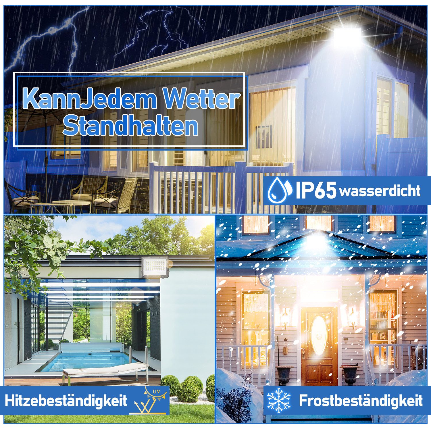 Clanmacy Flutlichtstrahler LED Flutlichtstrahler 200W Außenbeleuchtung Floodlight LED, Außenstrahler, Kaltweiß – Bild 4 von 5