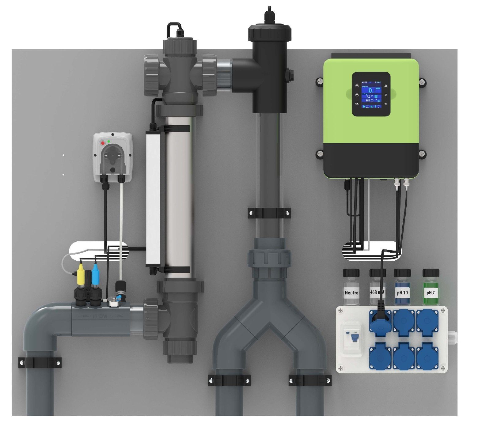 Sugar Valley Teichpumpe Vormontierte Pooldesinfektionsanlage Salzelektrolyse/ pH / UV-C