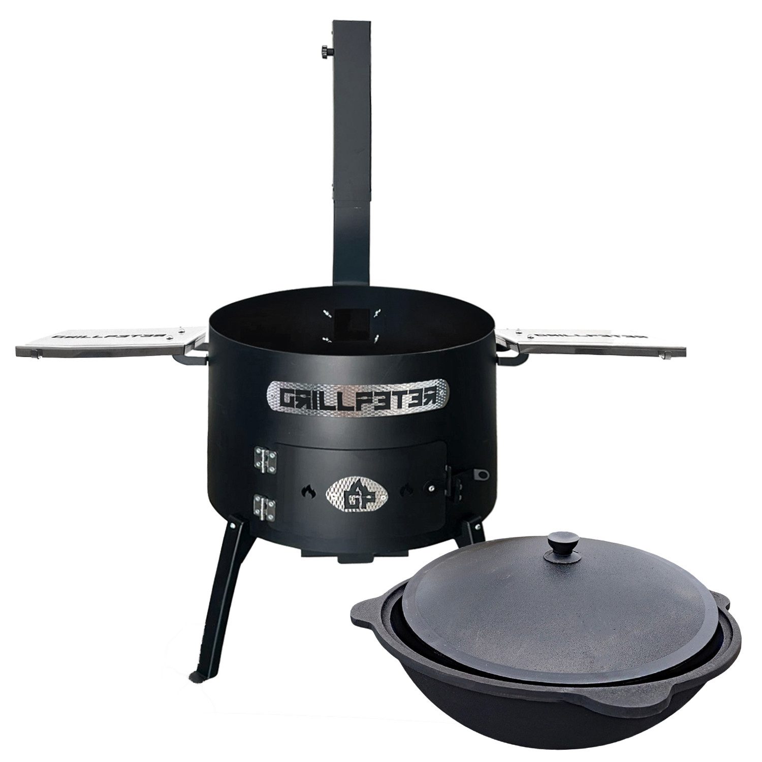 Grillpeter Holzkohlegrill Utschak Asamat Ø50 cm Ablageset und Kazan 22L