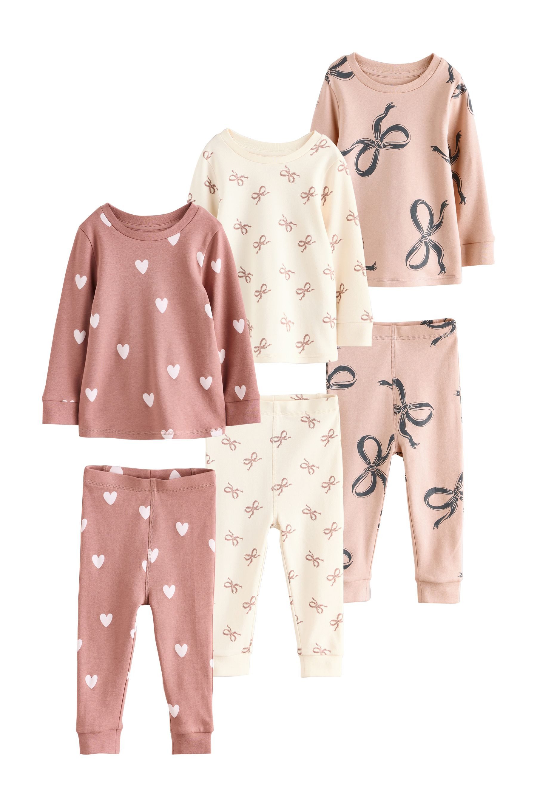 Next Pyjama Schlafanzüge mit floralem Muster, 3er-Pack (6 tlg)