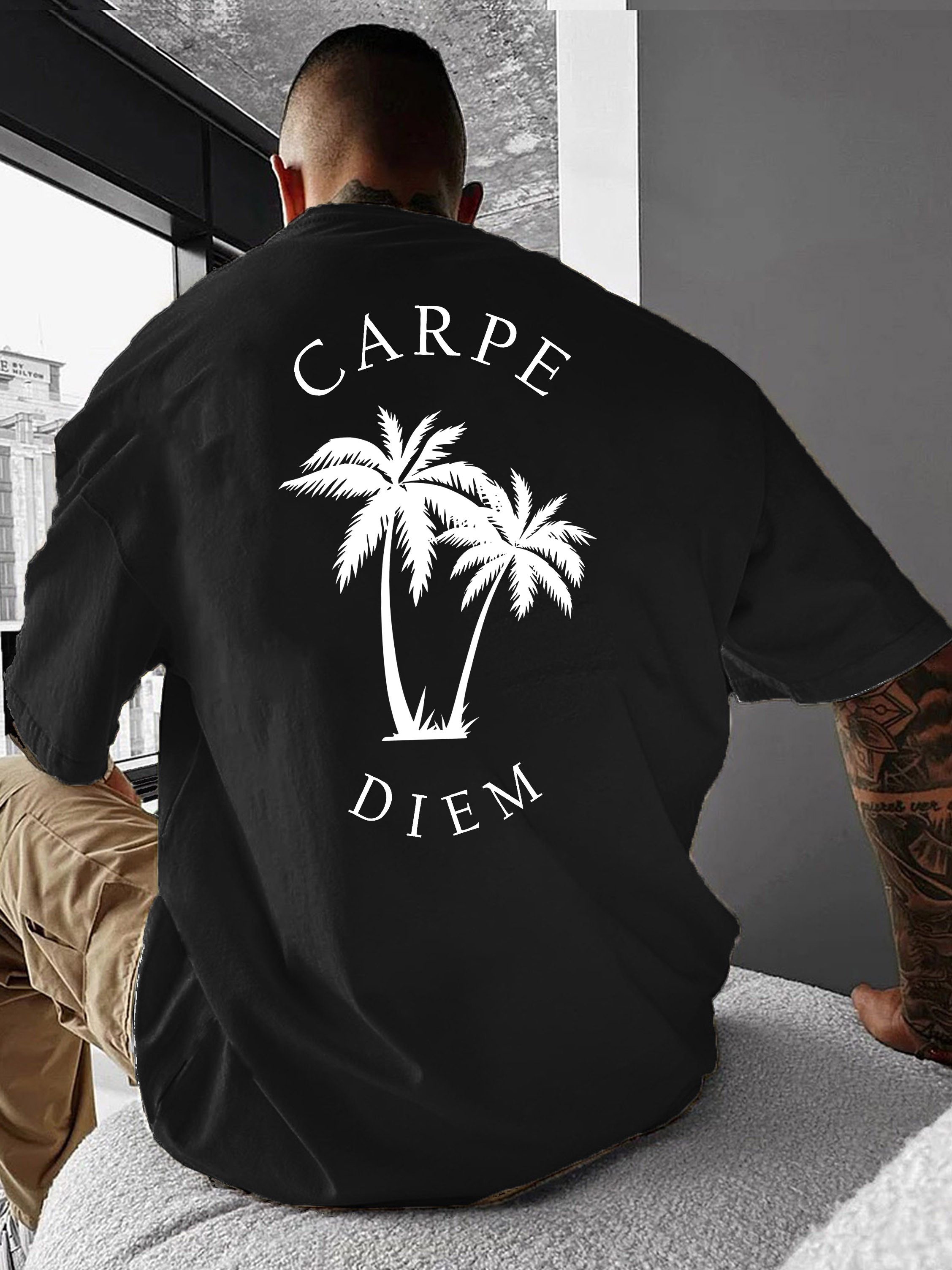 RMK T-Shirt Herren Shirt Basic Rundhals Palme Urlaub aus 100% Baumwolle