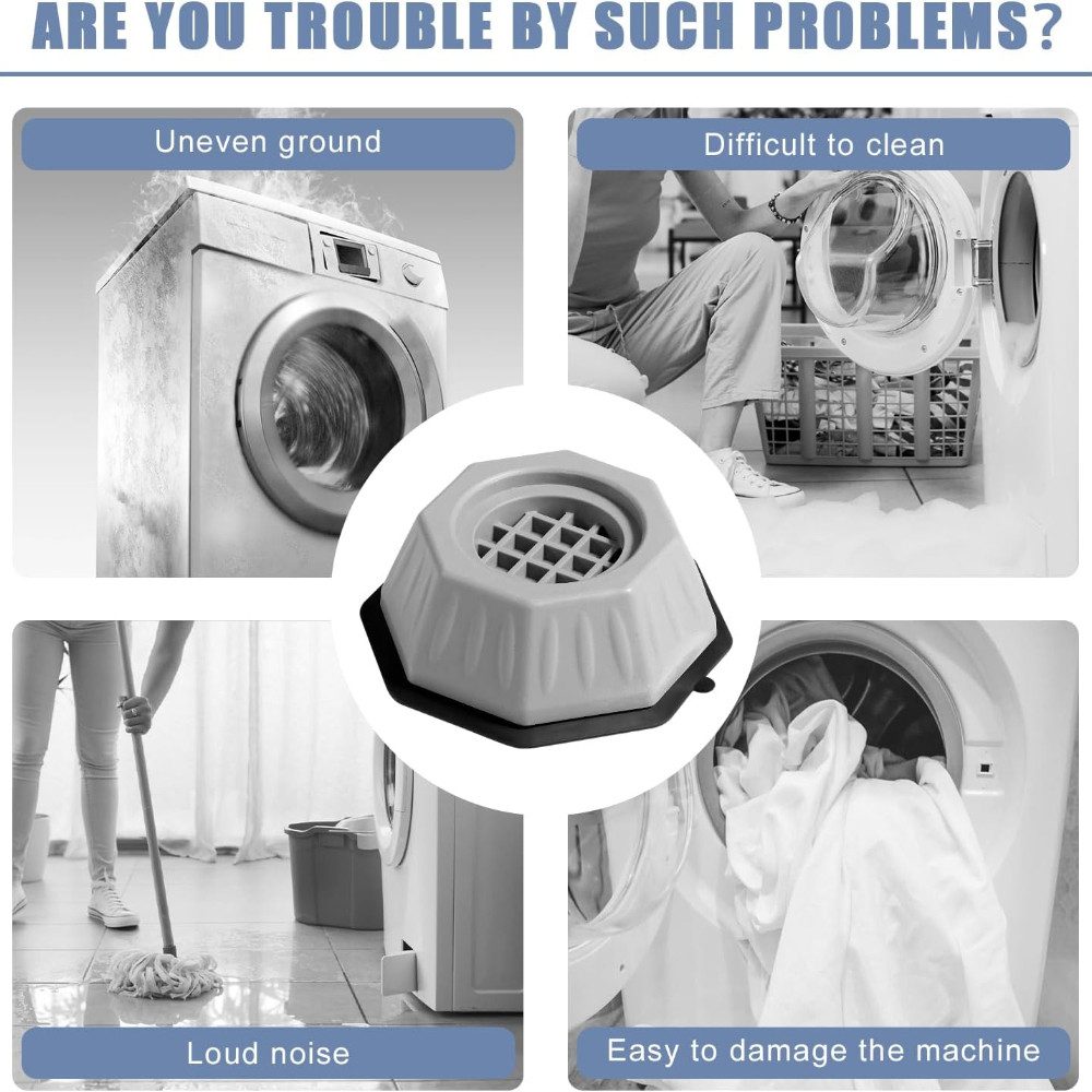 Blusmart Vibrationsdämpfer Waschmaschine Anti-Vibrations-Pads, (Universelle Gummifüße, 4-St., Rutschfest und geräuschlos), Basis festes rutsch festes Pad für Möbel