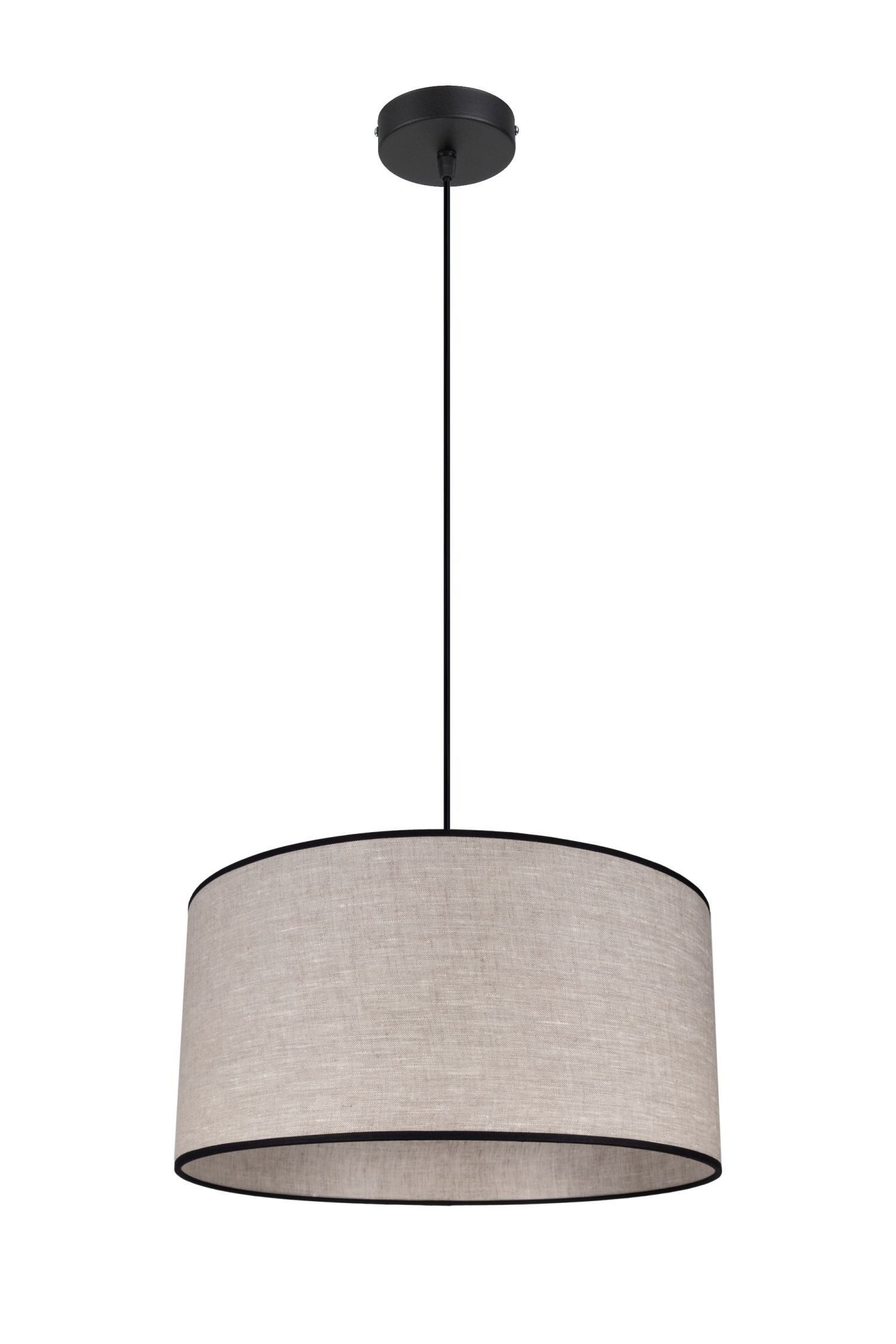 Licht-Erlebnisse Pendelleuchte LADIUN, ohne Leuchtmittel, Metall Stoff E27 40 cm breit H: max. 90 cm Schwarz Beige rund Modern