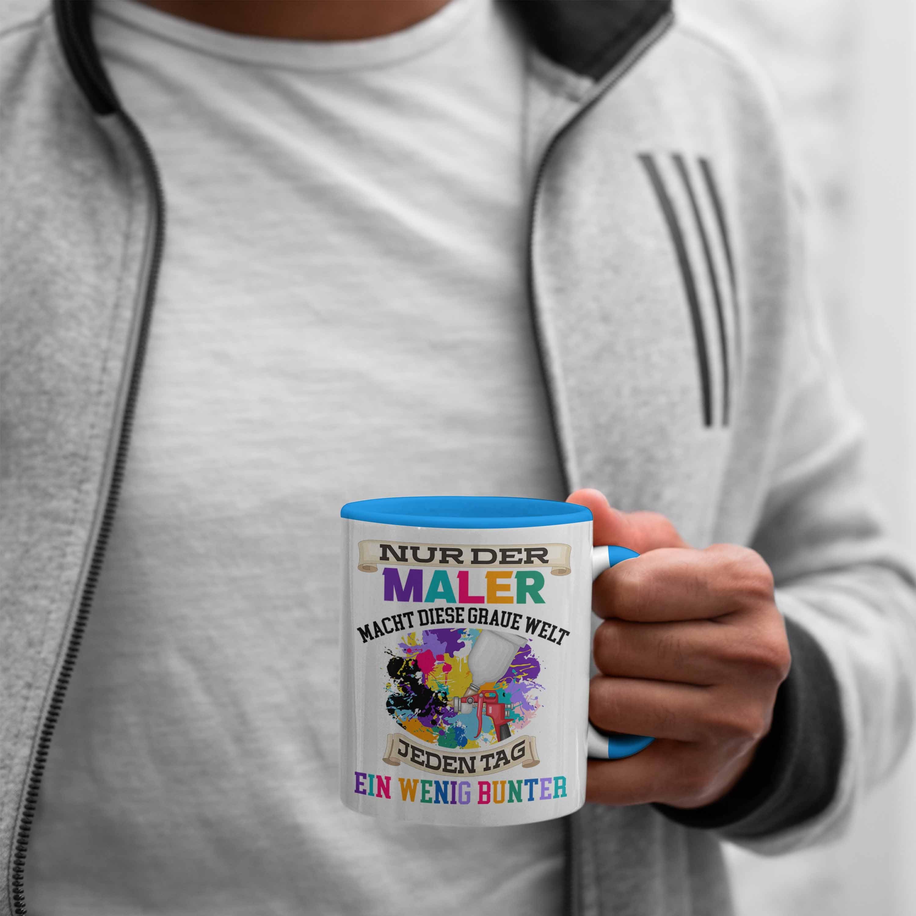 Blau Evolution Tasse Geschenk Lustig Trendation Anstreicher Malermeis Männer Maler Job Tasse