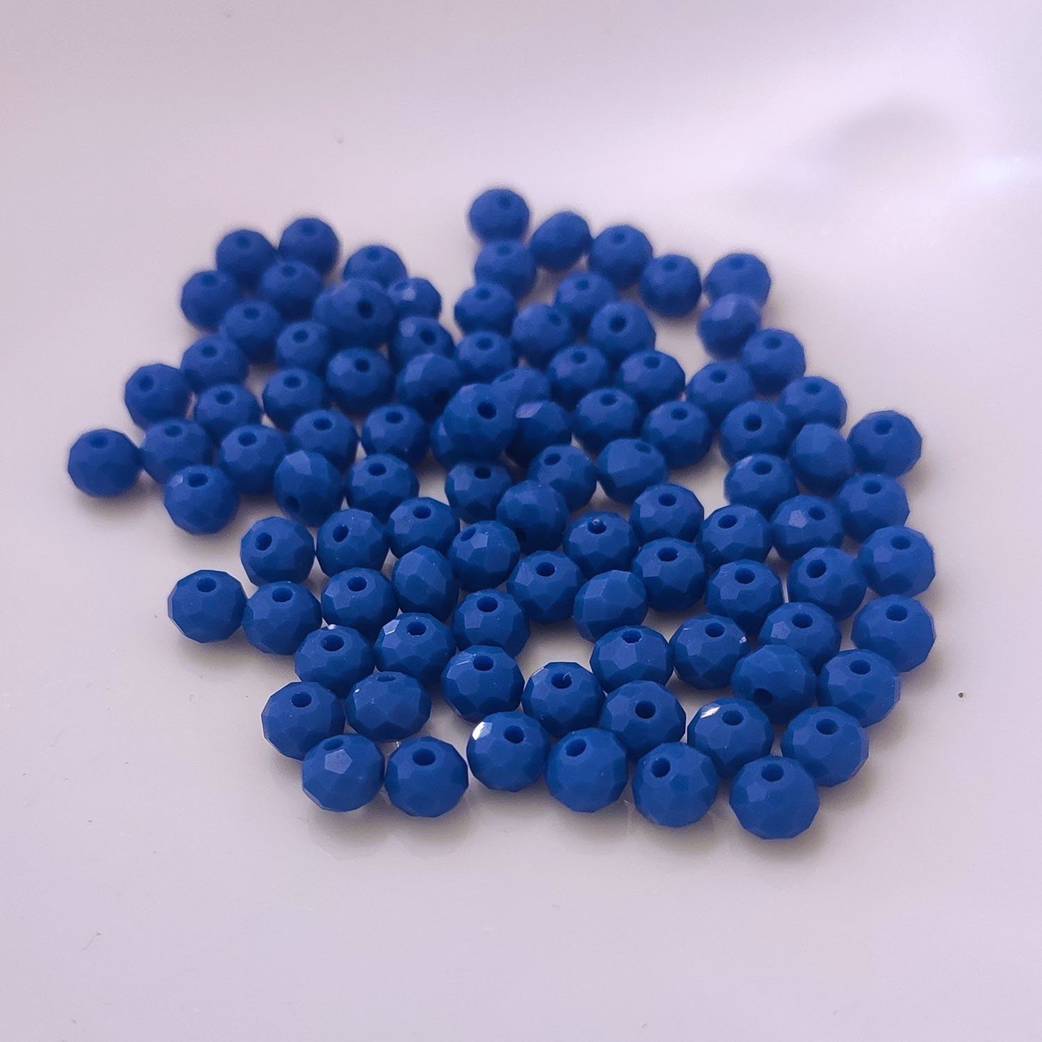 Kopper-24 Bastelperlen Glasperlen - Typ 'Facettiert' - 160 Stück - 3 mm - Blau matt