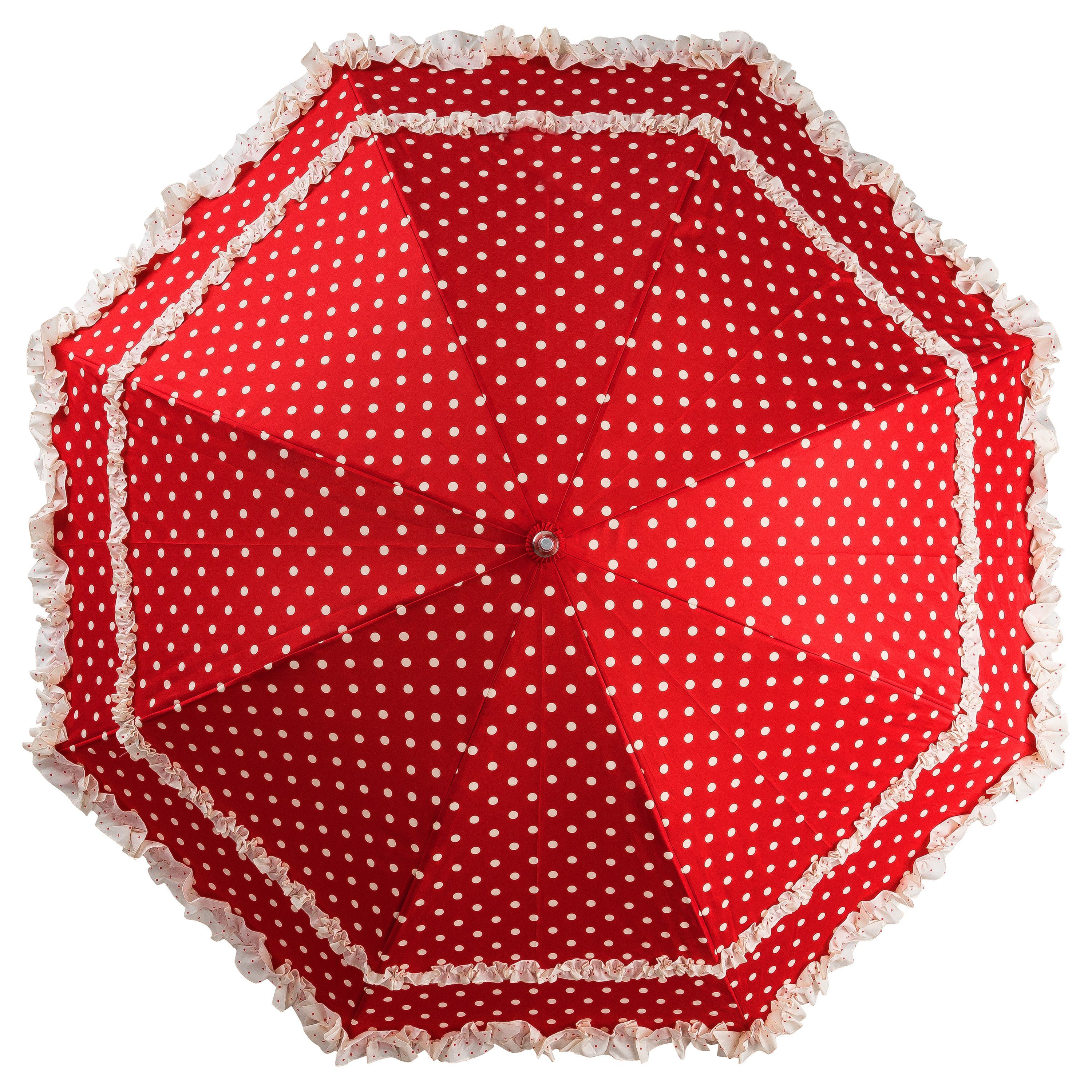 Sonnenschirm Rüschenkanten rot in Regenschirm von Stockregenschirm Mary, Lilienfeld mit Punkten zwei Hochzeitsschirm creme