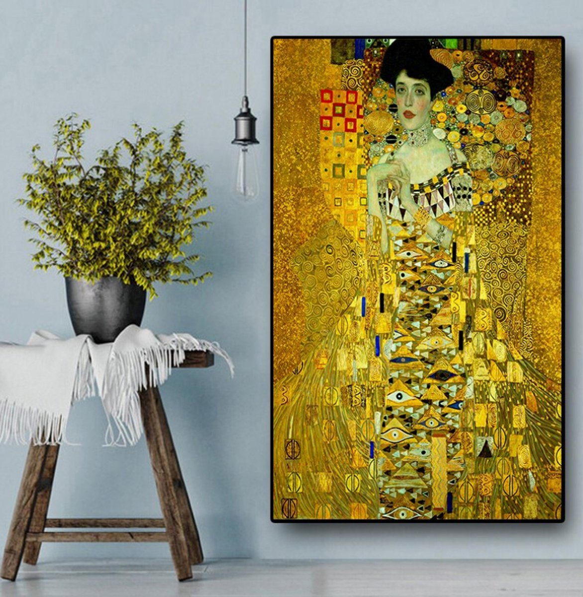 TPFLiving Kunstdruck (OHNE RAHMEN) Poster - Leinwand - Wandbild, Gustav Klimt - Goldene Frau - (Motiv in verschiedenen Größen), Farben: Gold, Rot, Grün - Größe: 20x30cm