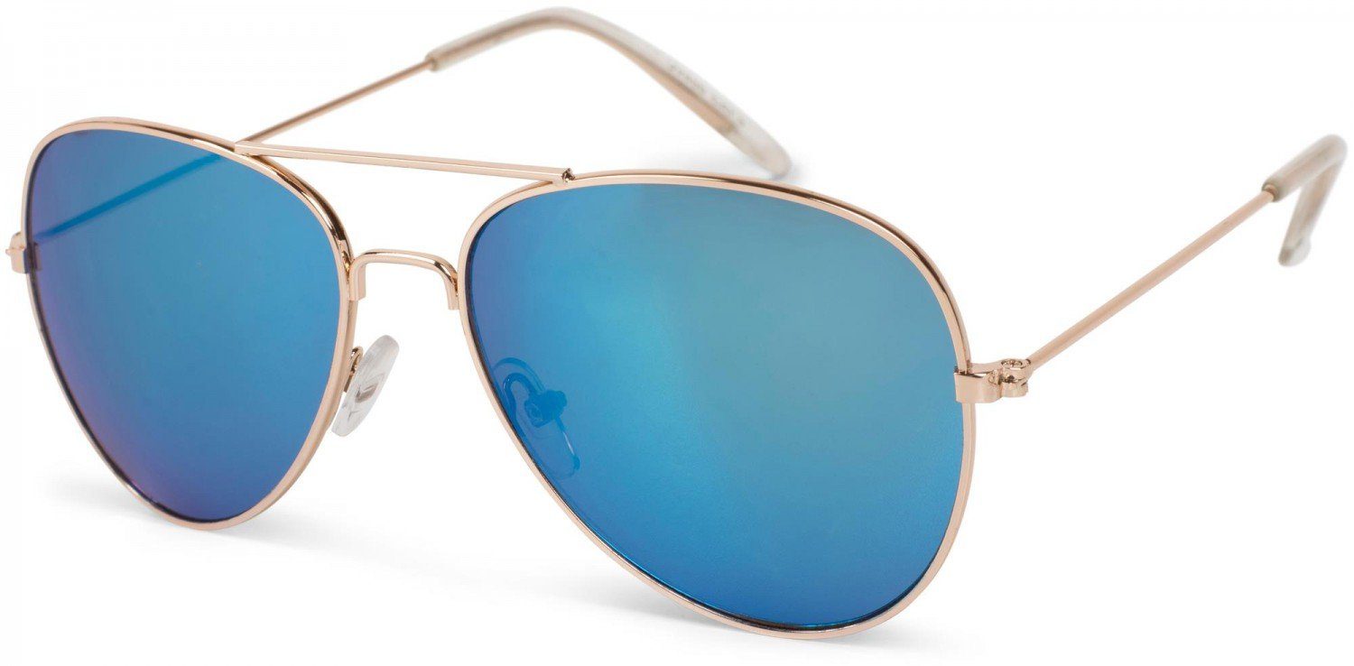 styleBREAKER Sonnenbrille (1-St) Verspiegelt Gestell Gold / Glas Blau verspiegelt | Kindersonnenbrillen
