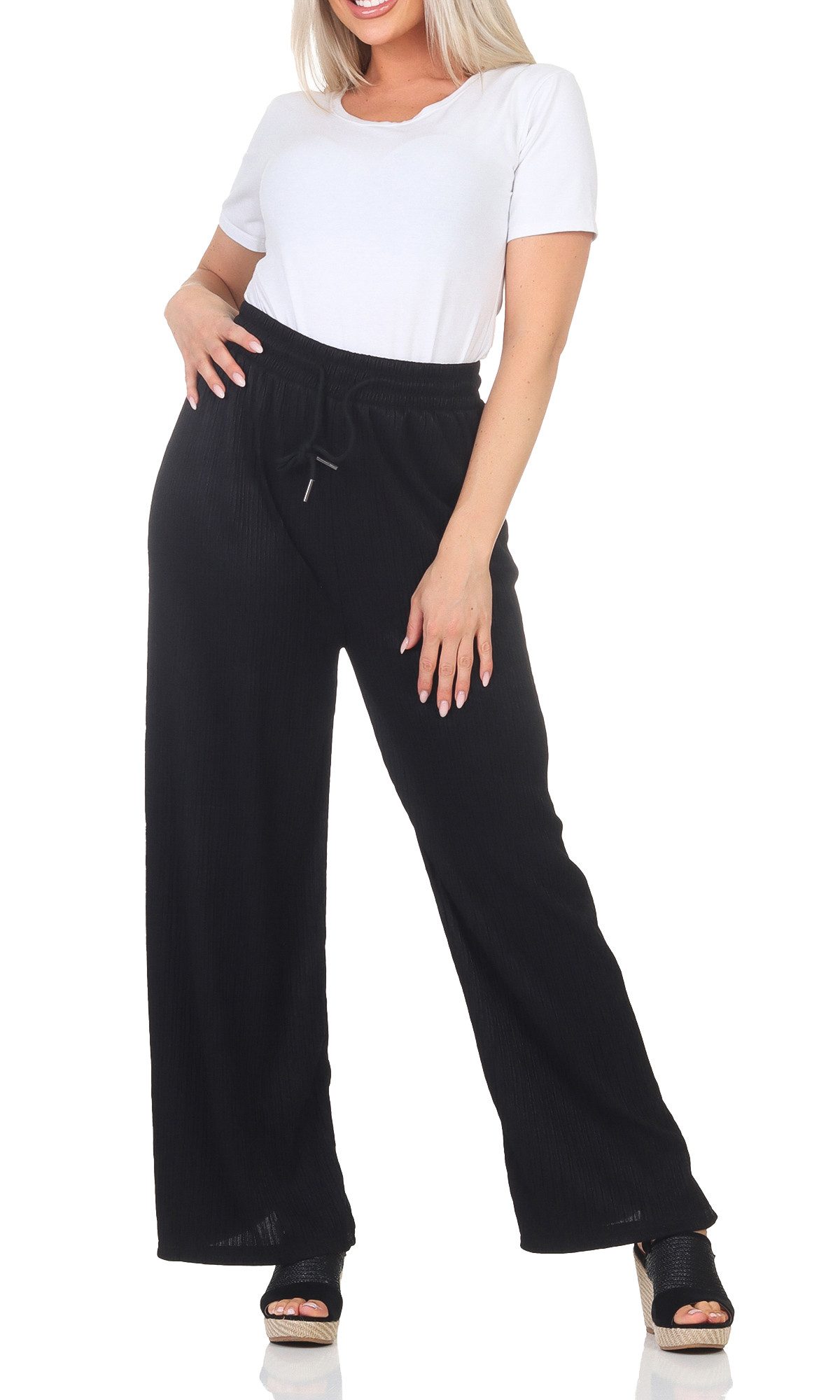 simaranda Marlene-Hose Damen Schlaghose 5020 L-Xl Schwarz mit elastischem B günstig online kaufen