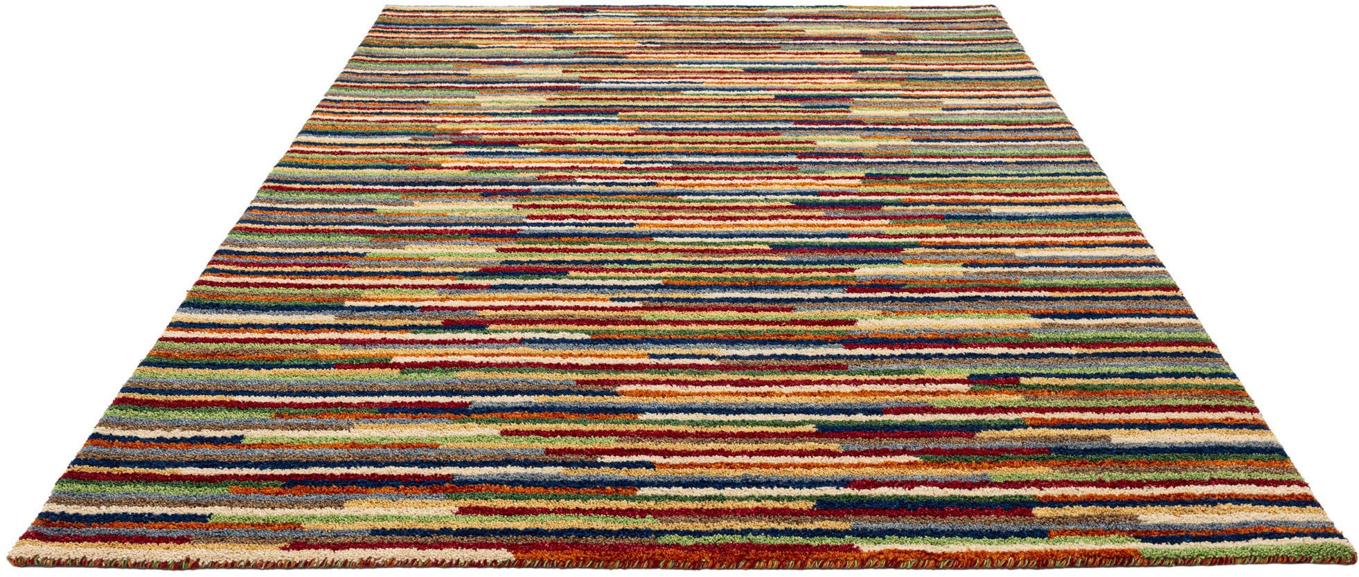 THEKO Wollteppich Gabbeh Multi, Handgefertigt, Teppich, meliert, reine Wolle, rechteckig, Höhe: 15 mm, Wohnzimmer, Schlafzimmer, Esszimmer