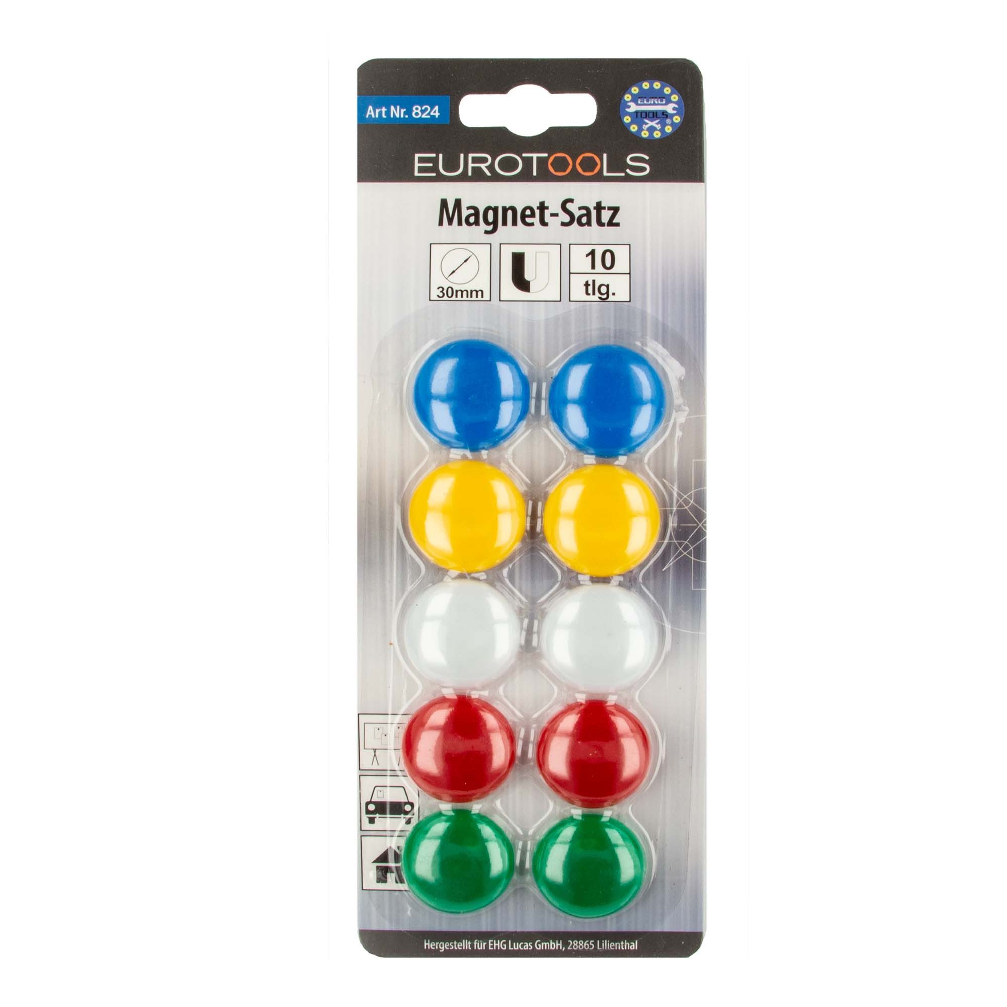 EUROTOOLS Magnet Magnet-Satz - Ø 30 mm - 10 - teilig, farbig sortiert
