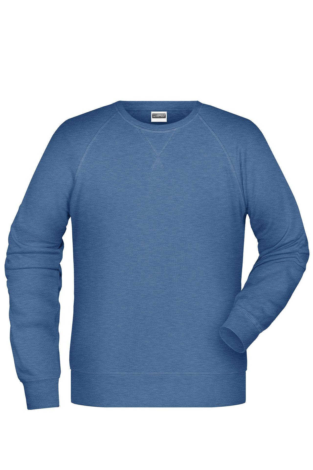 James & Nicholson Sweatshirt Herren Sweatshirt im Raglanschnitt aus Bio-Baumwolle 8022 Kragen und Armbündchen mit Elasthan