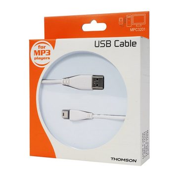Thomson Navigationstasche Mini-USB B-Stecker USB-Kabel 1,2m Weiß, USB 2.0 Anschluss-Kabel mit Mini-B-Stecker, für PC, Tablet, Handy etc.