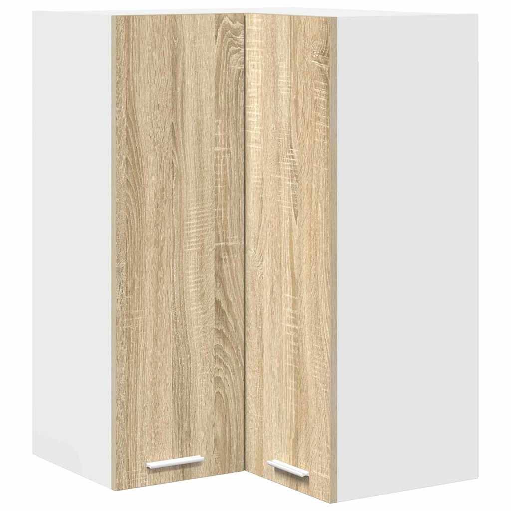 vidaXL Hängeschrank Eck-Hängeschrank Hängeschrank Riga Sonoma-Eiche und Weiß 57x57x80 cm