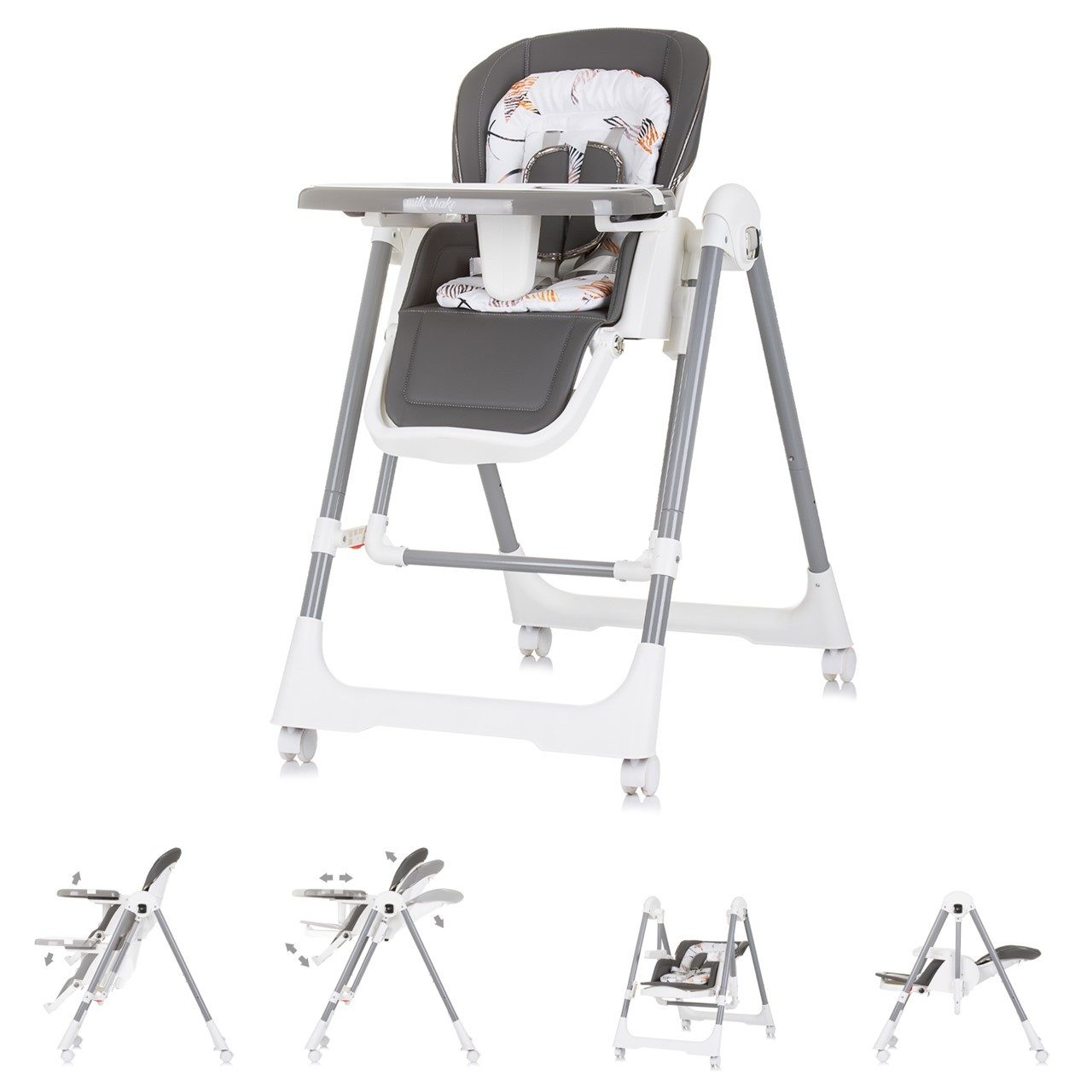 Chipolino Kombihochstuhl Hochstuhl 2 in 1 Milk Shake, verstellbar, Babyschaukel, Räder