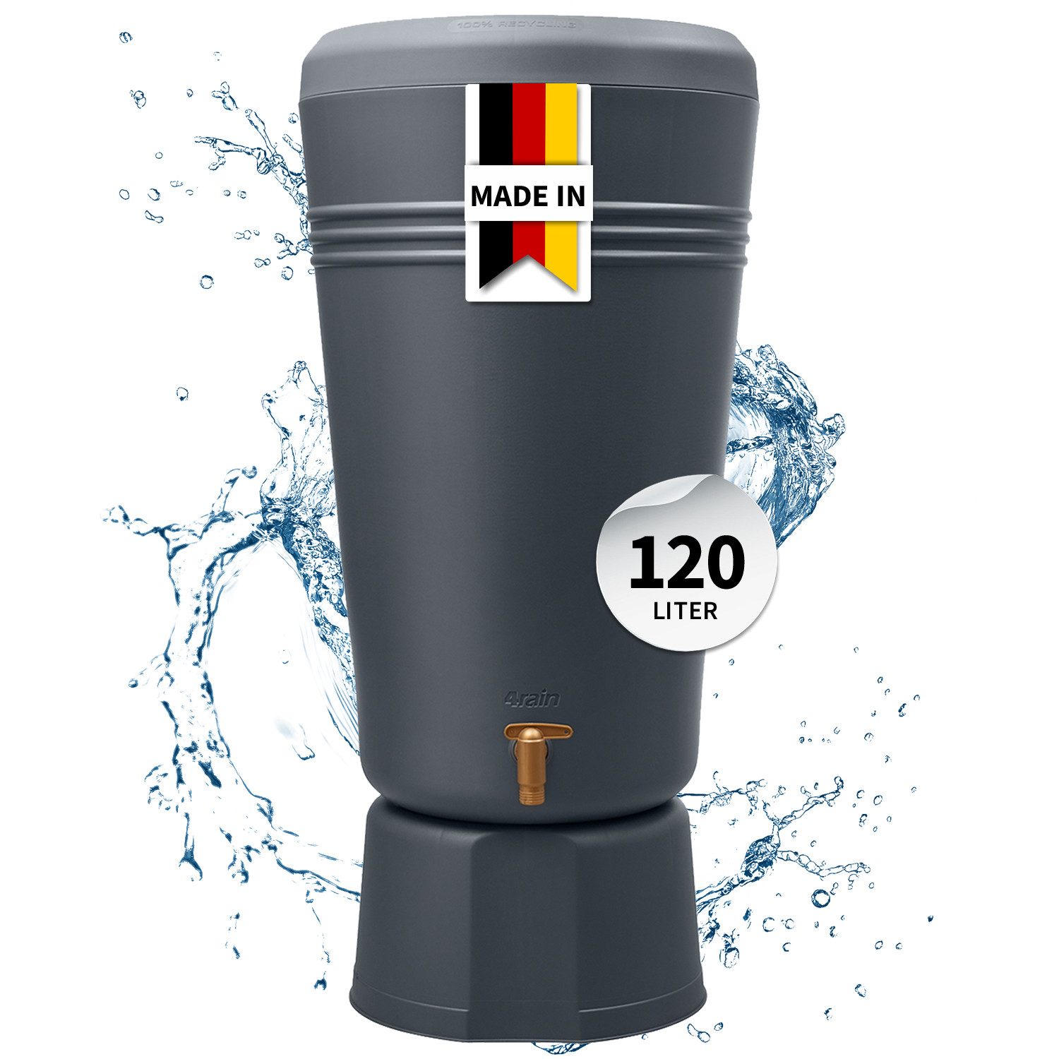 4rain Regentonne AZURA 2in1 Regentonne 120 L, graphite grey, 120 l