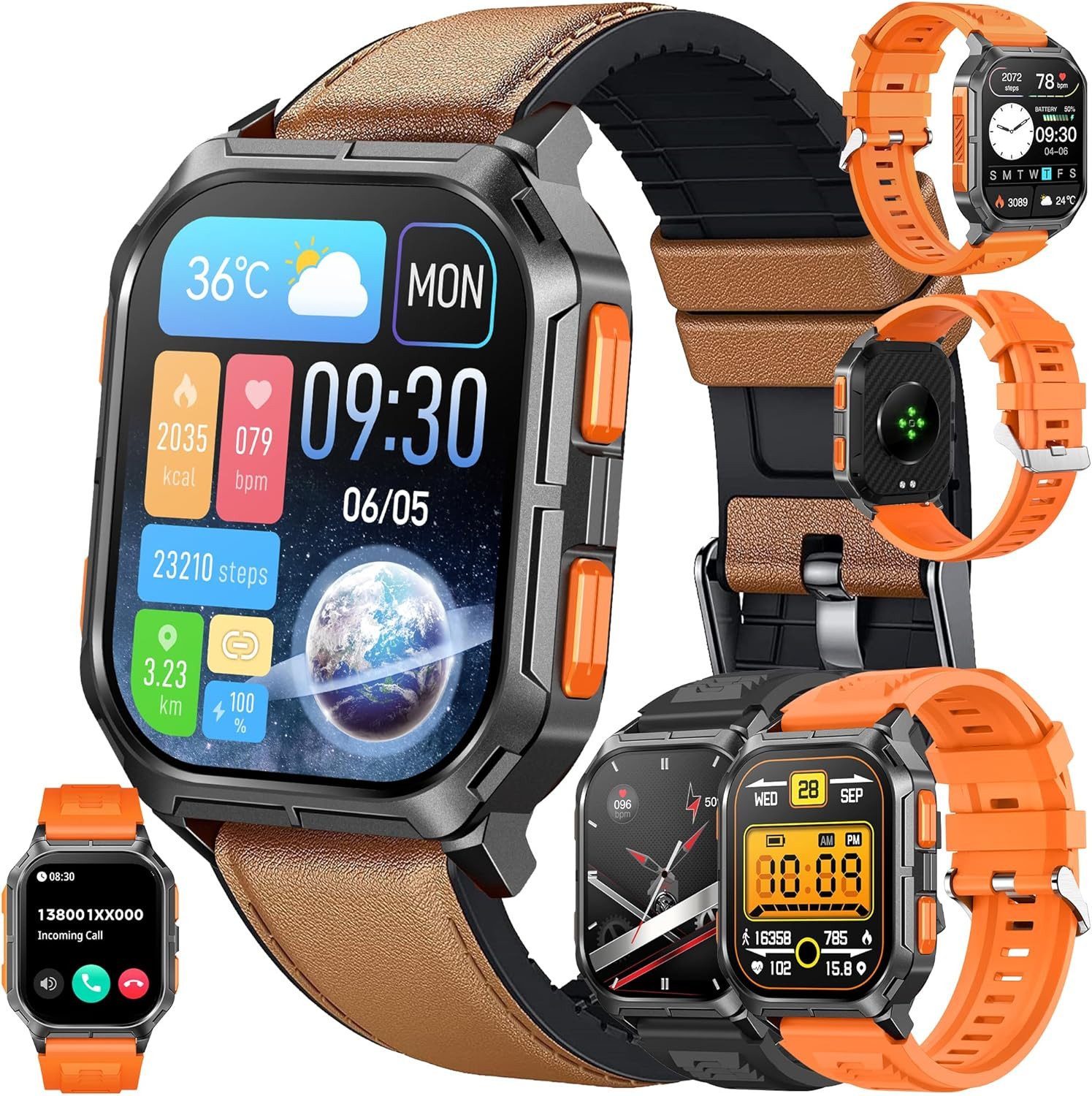 Herren's Telefonfunktion 5ATM Wasserdicht Militär Smartwatch