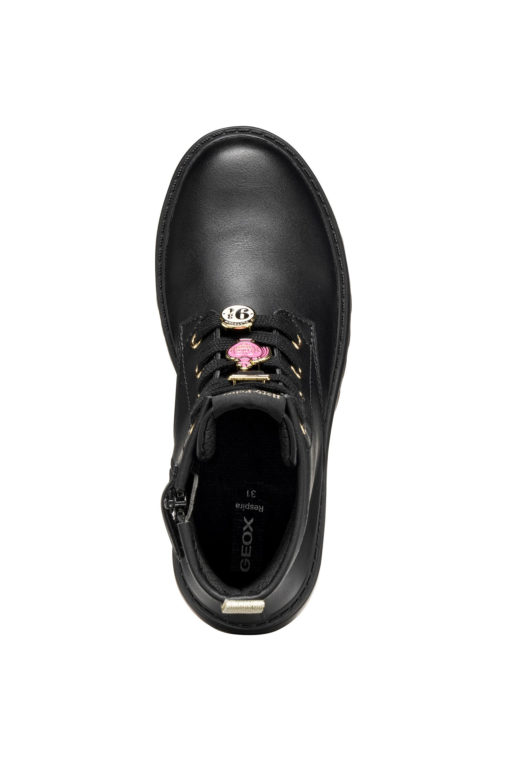 Geox J CASEY GIRL Harry Potter Schnürboots Stiefel, Biker Boots mit Blockabsatz