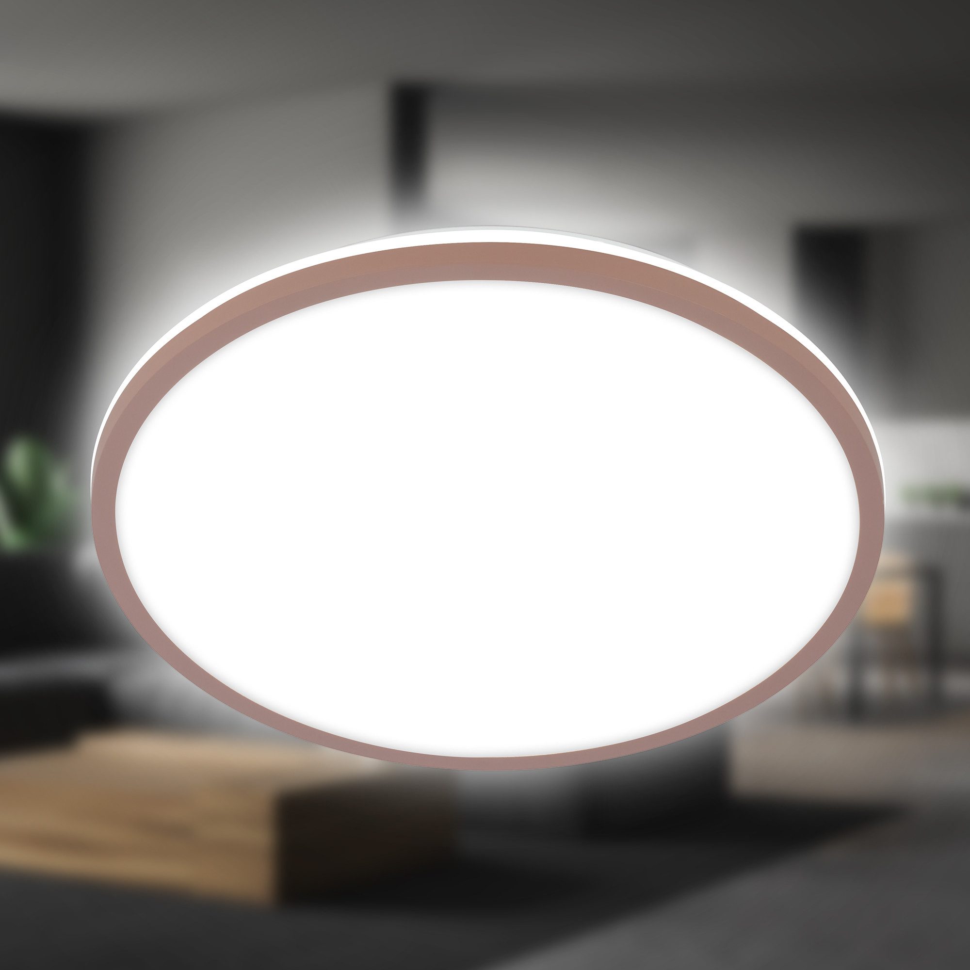 Briloner Leuchten Deckenleuchte LED Deckenlampe Backlighteffekt IP20 Neutralweiß Büro Flur, LED fest integriert, 4000K, mit Backlighteffekt, IP20, silber, 28 cm